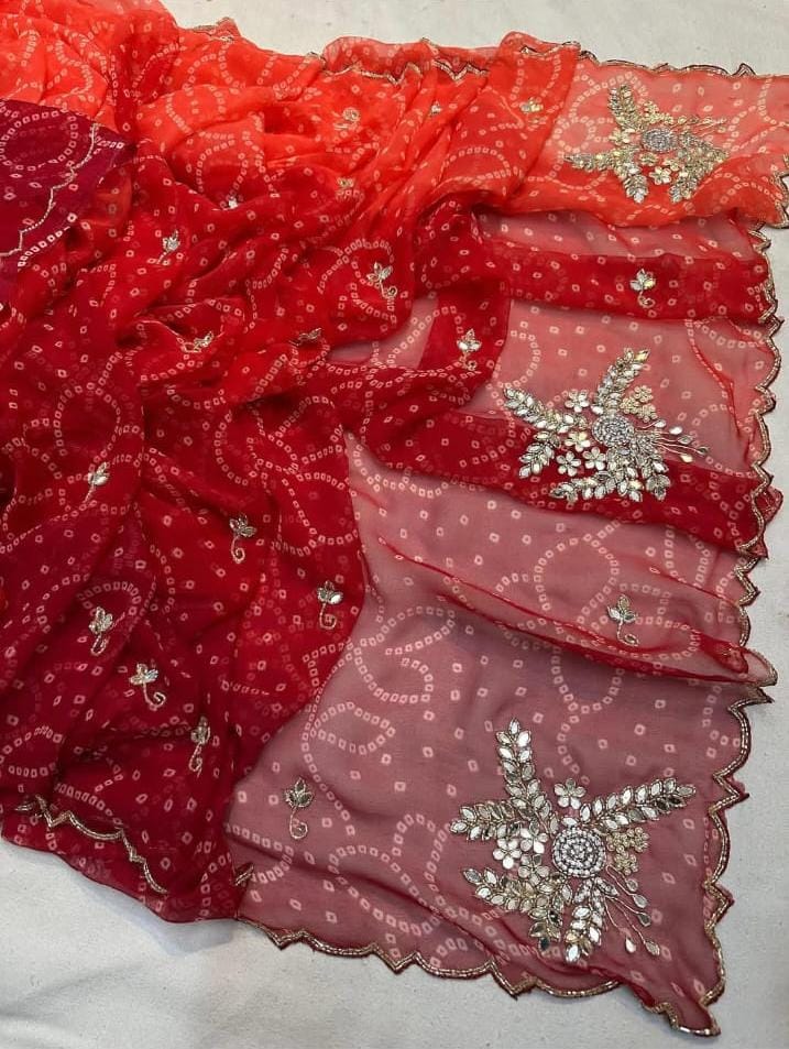 Kayatri New Pure Georgette Saree with Fancy Shades & Exclusive Handwork