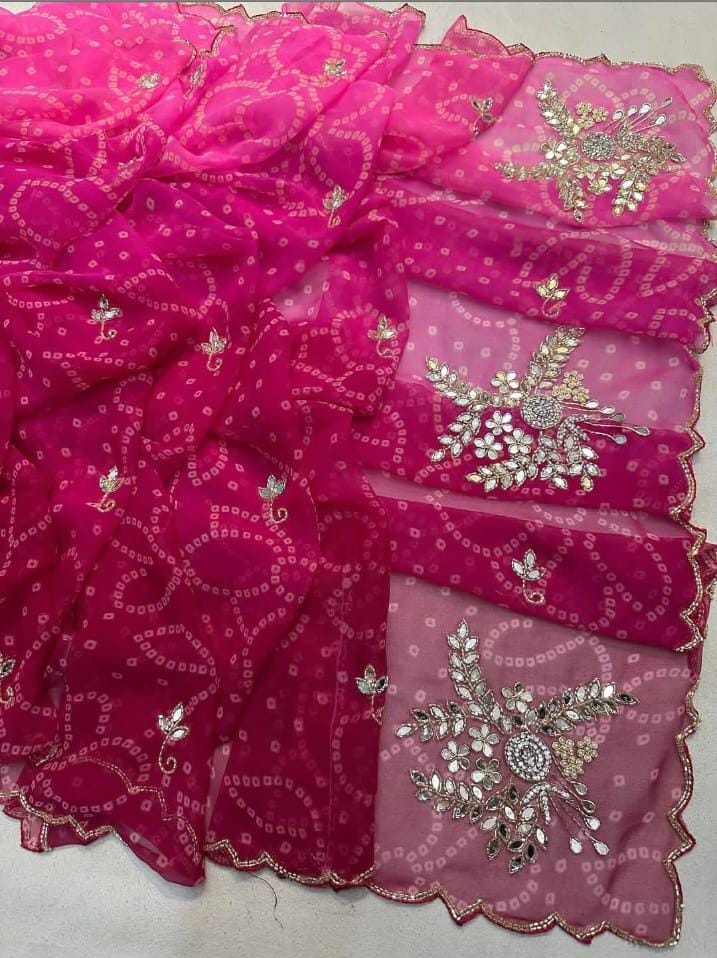 Kayatri New Pure Georgette Saree with Fancy Shades & Exclusive Handwork