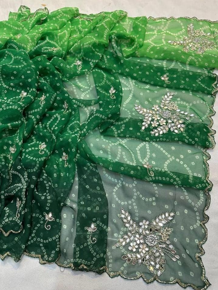 Kayatri New Pure Georgette Saree with Fancy Shades & Exclusive Handwork