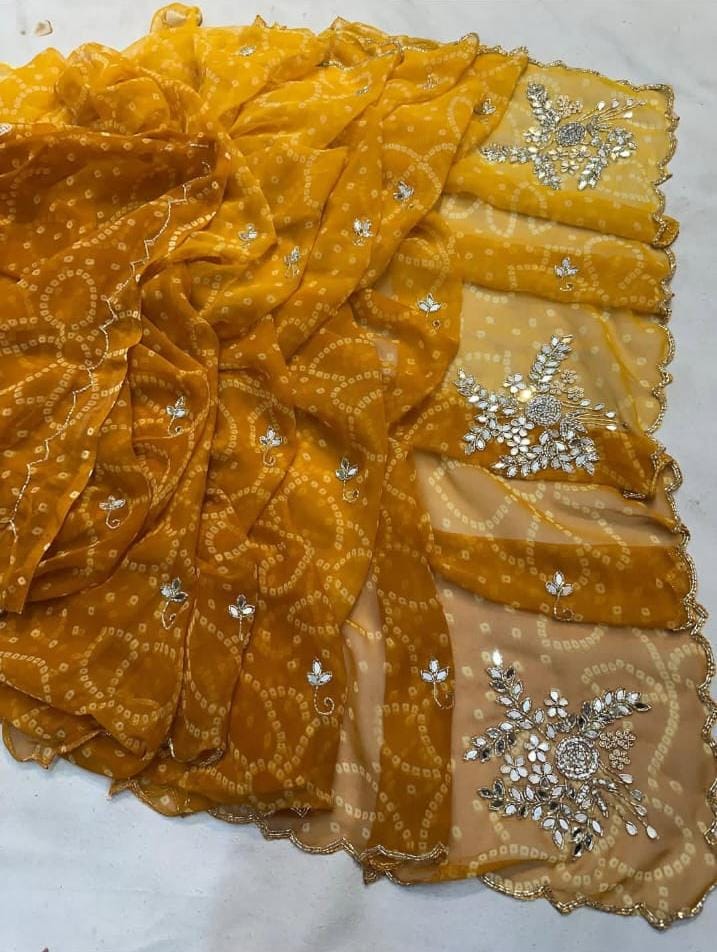 Kayatri New Pure Georgette Saree with Fancy Shades & Exclusive Handwork