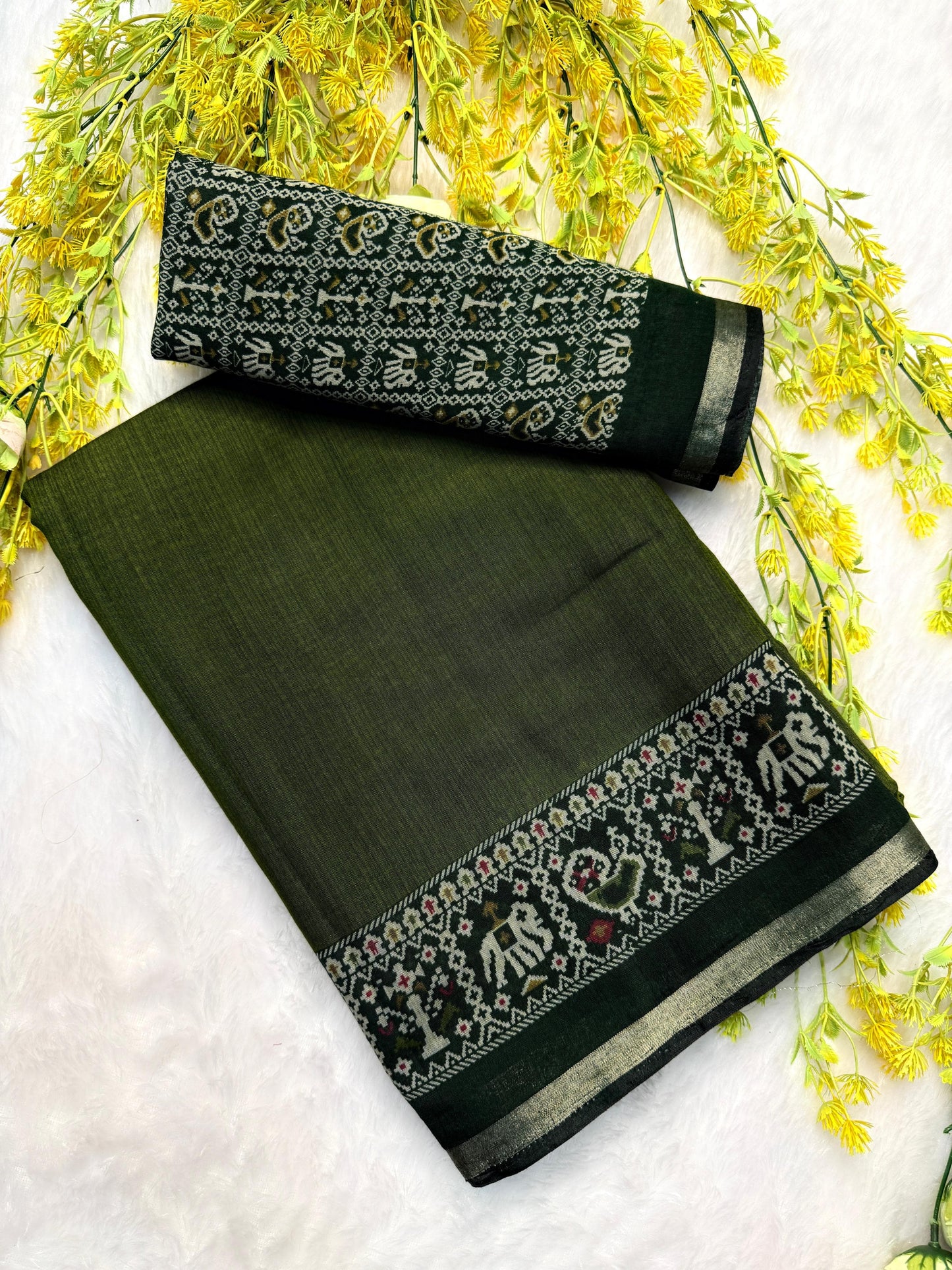 Kayatri New Soft Black Dola Silk Saree with Pen Kalamkari & Zari Hamsa Border
