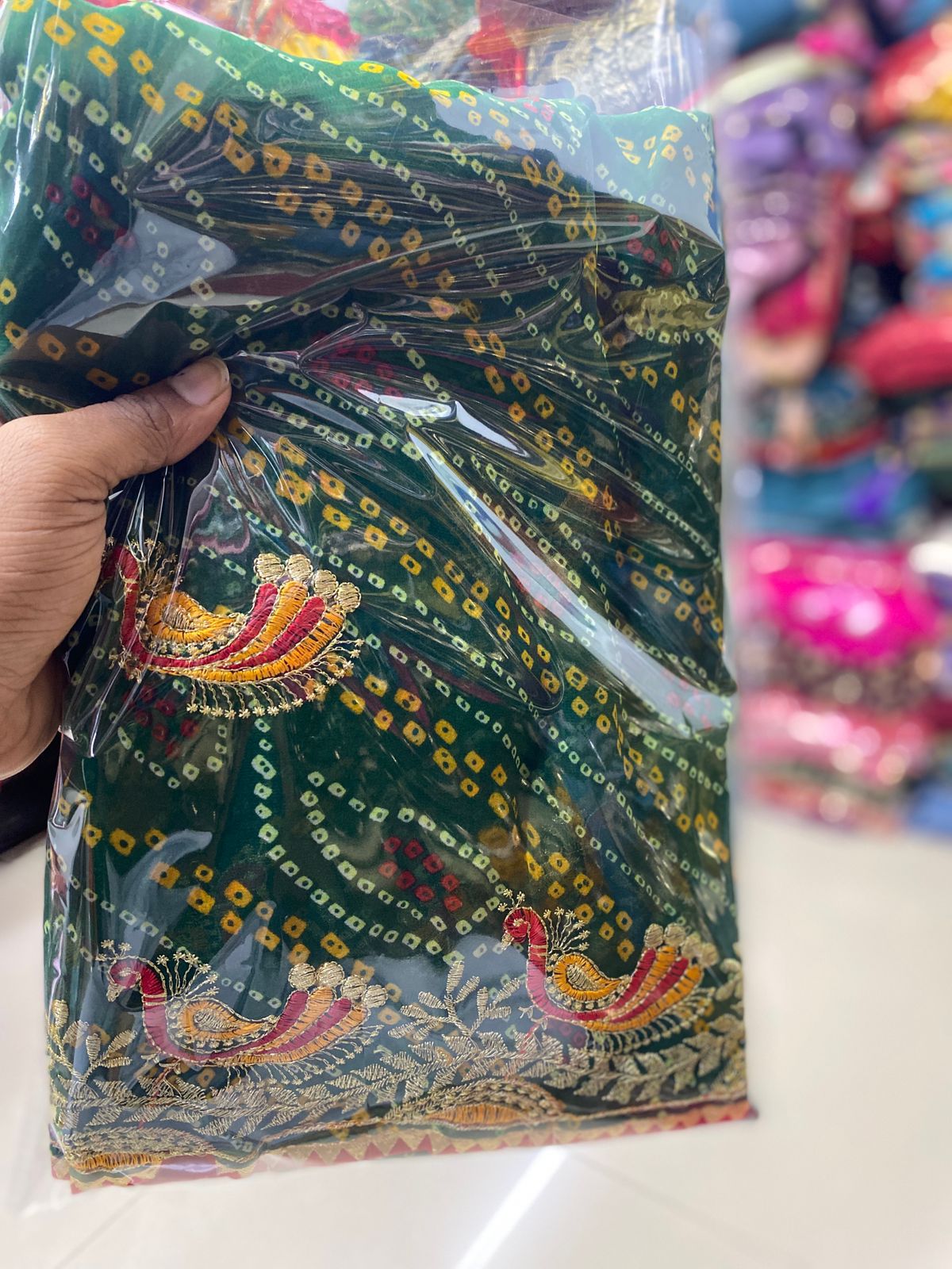 Kayatri New Festive Georgette Bandhani Saree with Full Zari Work Mono Banglori Blouse