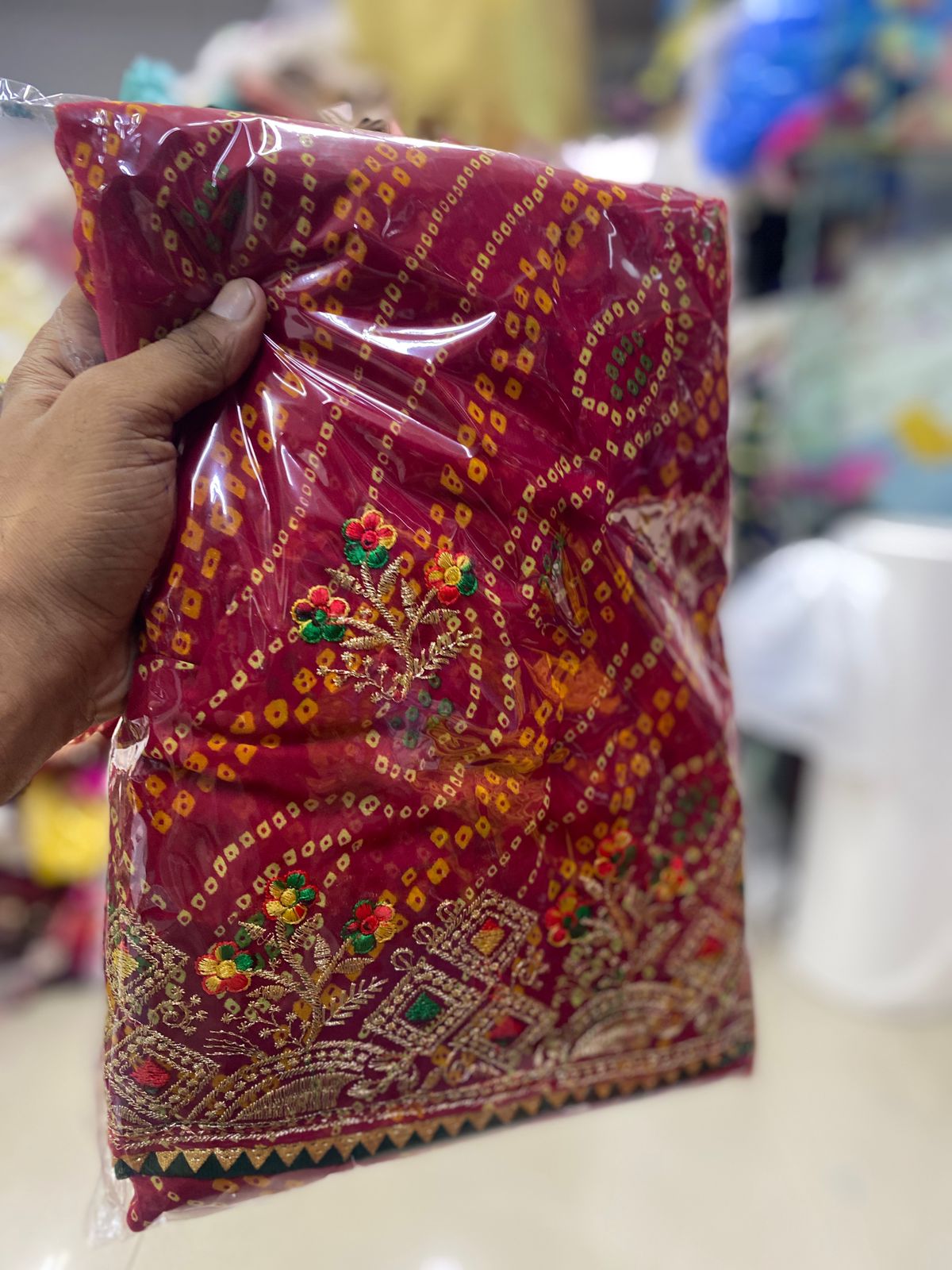 Kayatri New Festive Georgette Bandhani Saree with Full Zari Work Mono Banglori Blouse