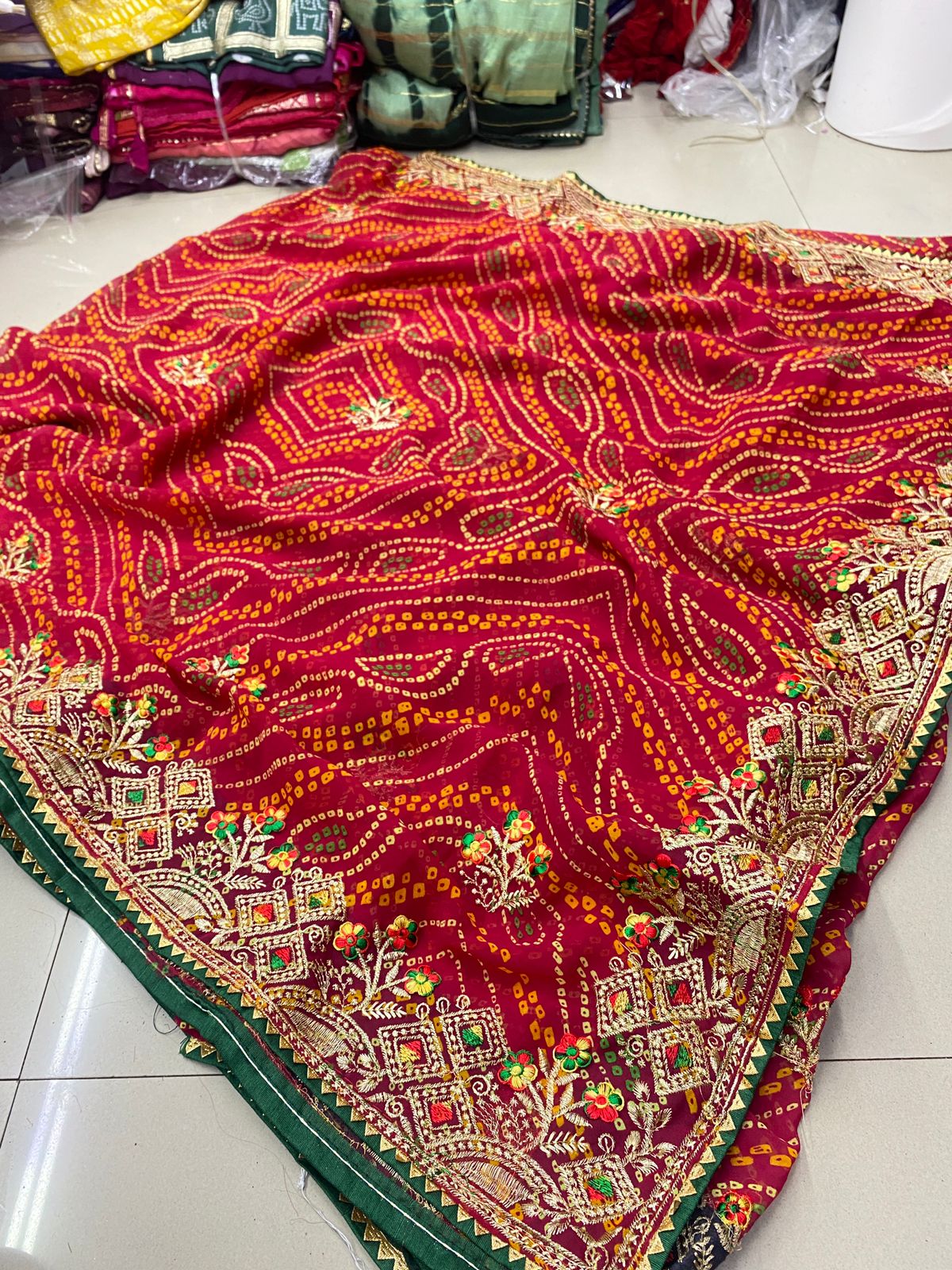 Kayatri New Festive Georgette Bandhani Saree with Full Zari Work Mono Banglori Blouse