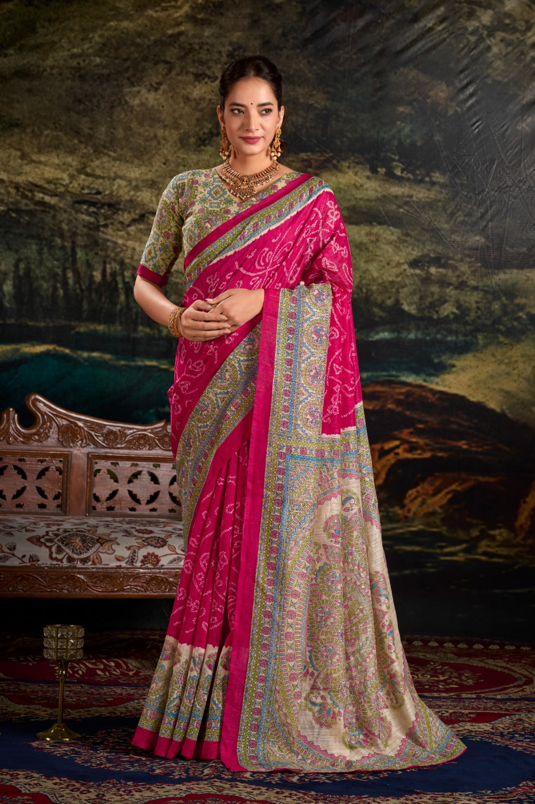 Kayatri New Elegant Silk Saree A Blend of Madhubani Art Bandhej Tradition