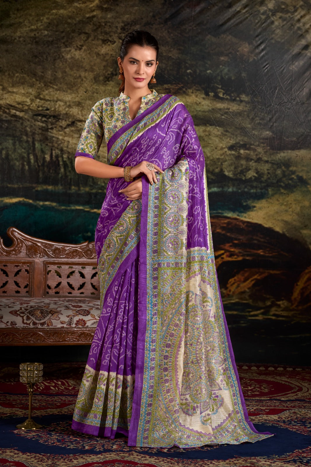 Kayatri New Elegant Silk Saree A Blend of Madhubani Art Bandhej Tradition