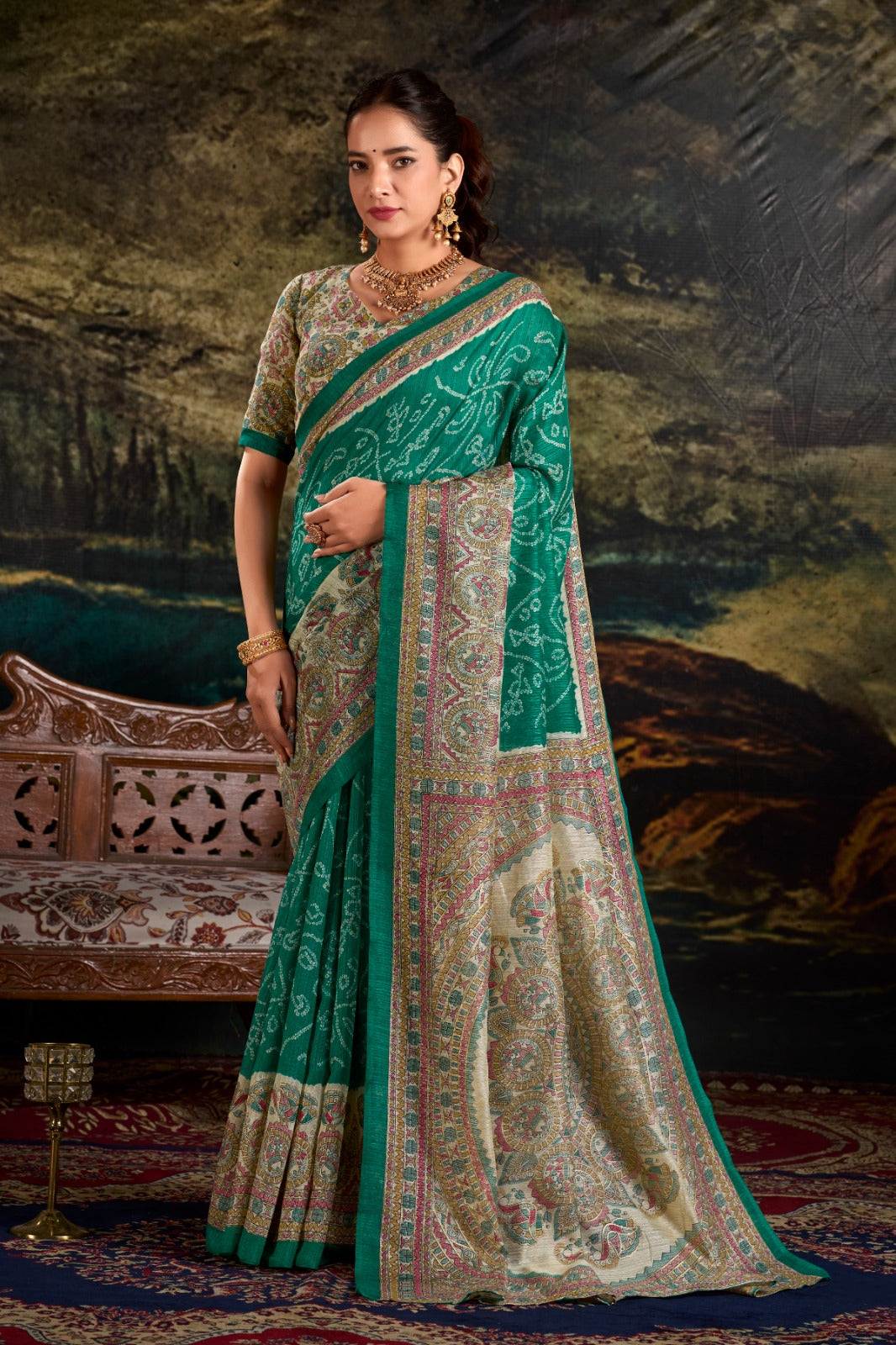 Kayatri New Elegant Silk Saree A Blend of Madhubani Art Bandhej Tradition