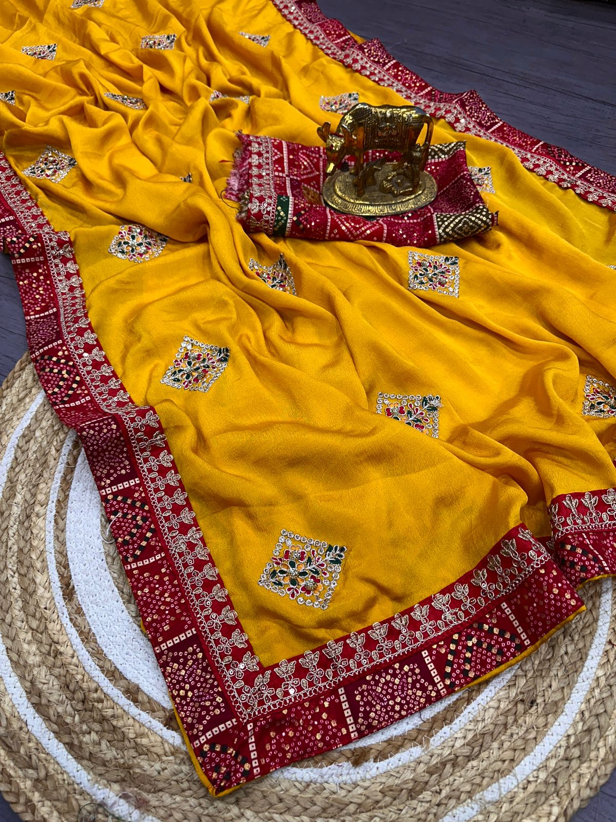 Kayatri New Premium Dola Silk Saree with Bandhani Work Perfect for Festive Wedding Wear