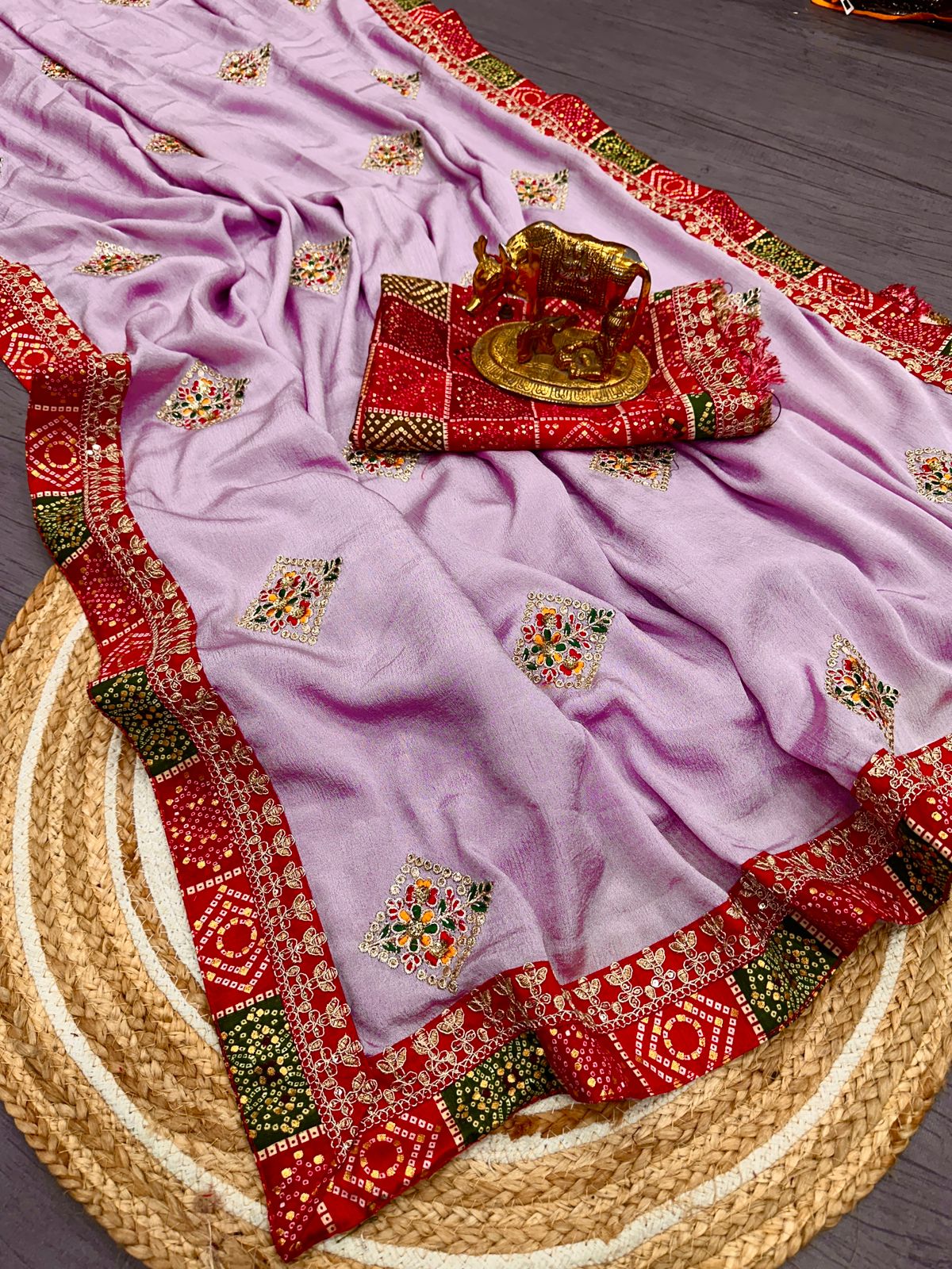 Kayatri New Premium Dola Silk Saree with Bandhani Work Perfect for Festive Wedding Wear