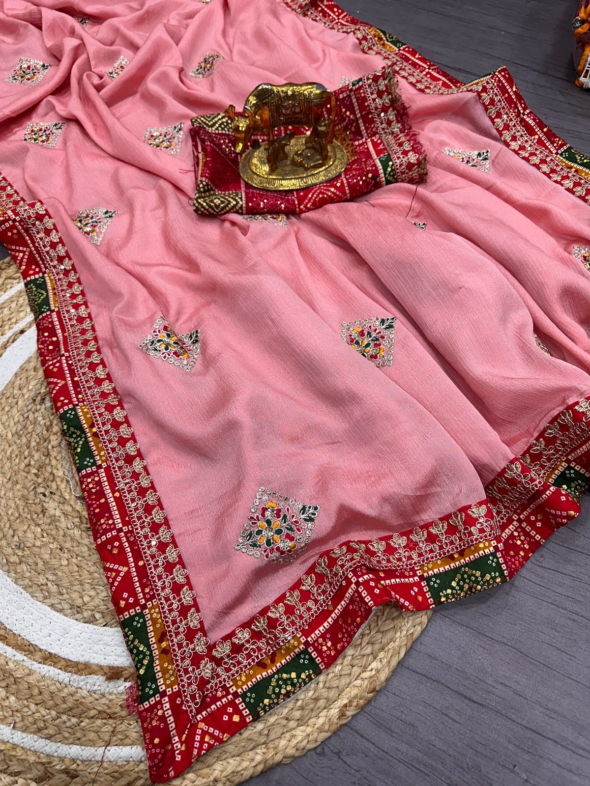 Kayatri New Premium Dola Silk Saree with Bandhani Work Perfect for Festive Wedding Wear