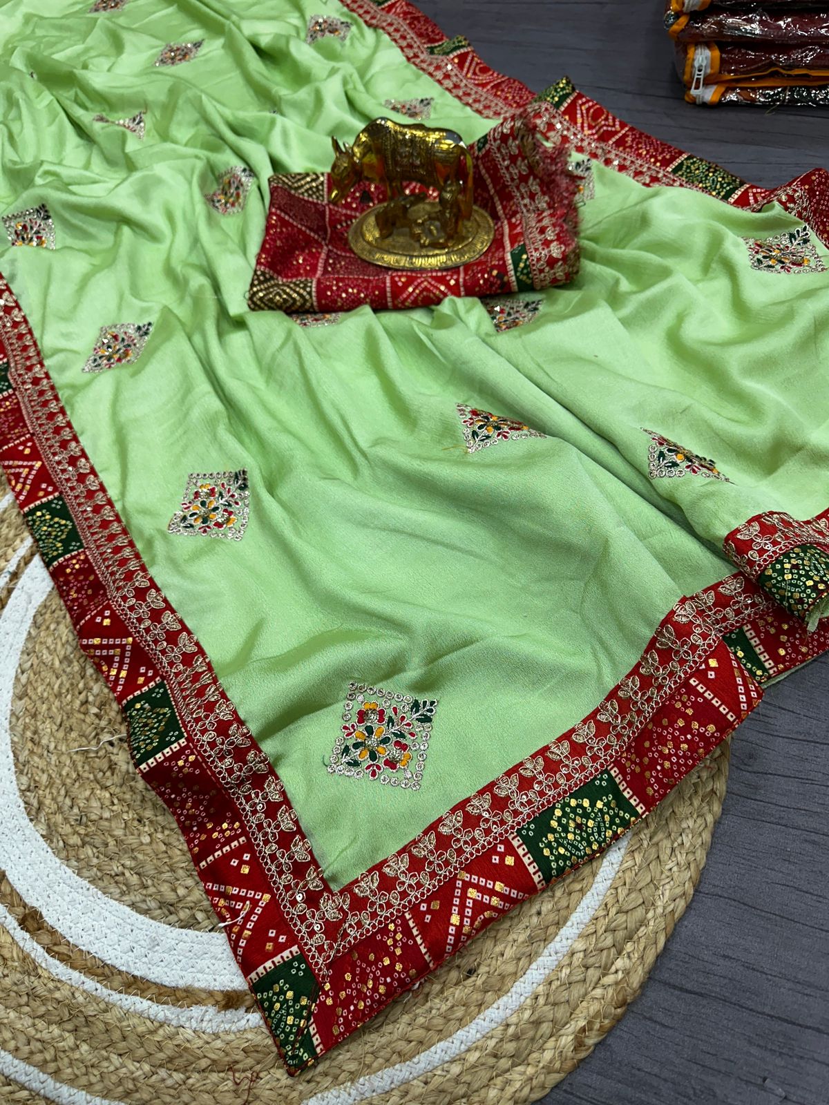 Kayatri New Premium Dola Silk Saree with Bandhani Work Perfect for Festive Wedding Wear