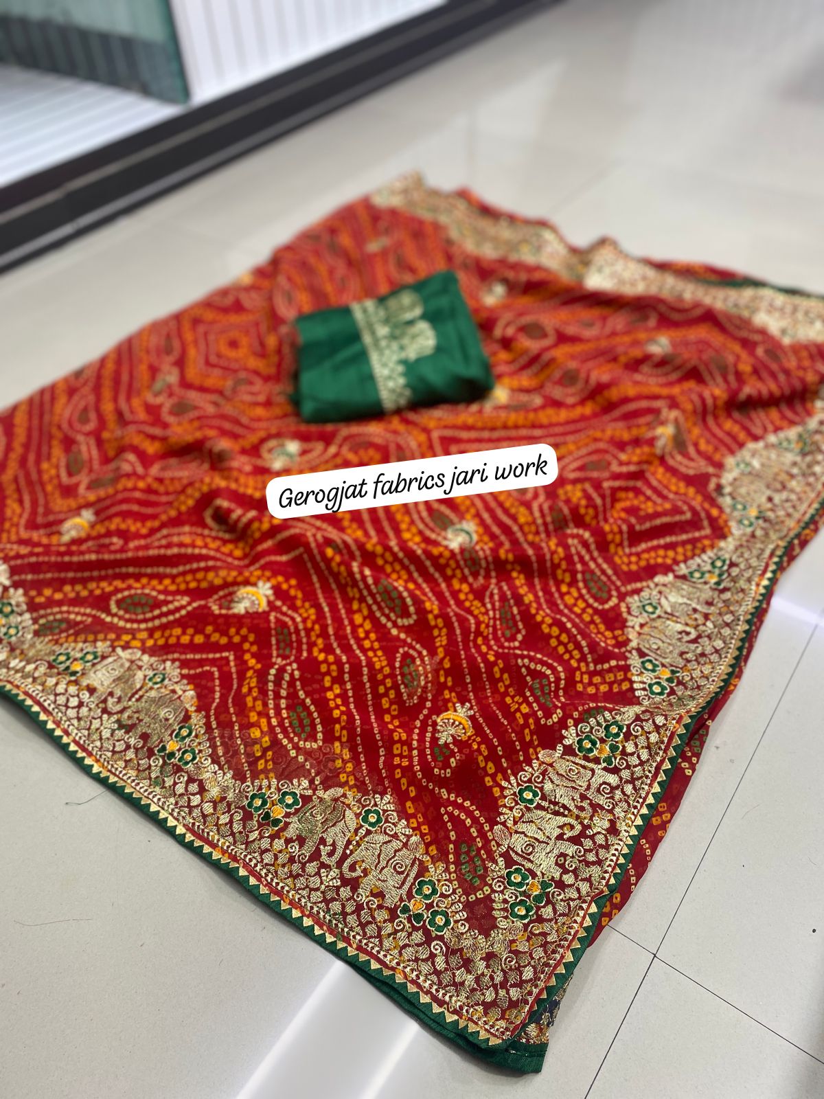 Kayatri New Designer Bandhani Georgette Saree All Over Heavy Jari Work with Mono Banglori Blouse