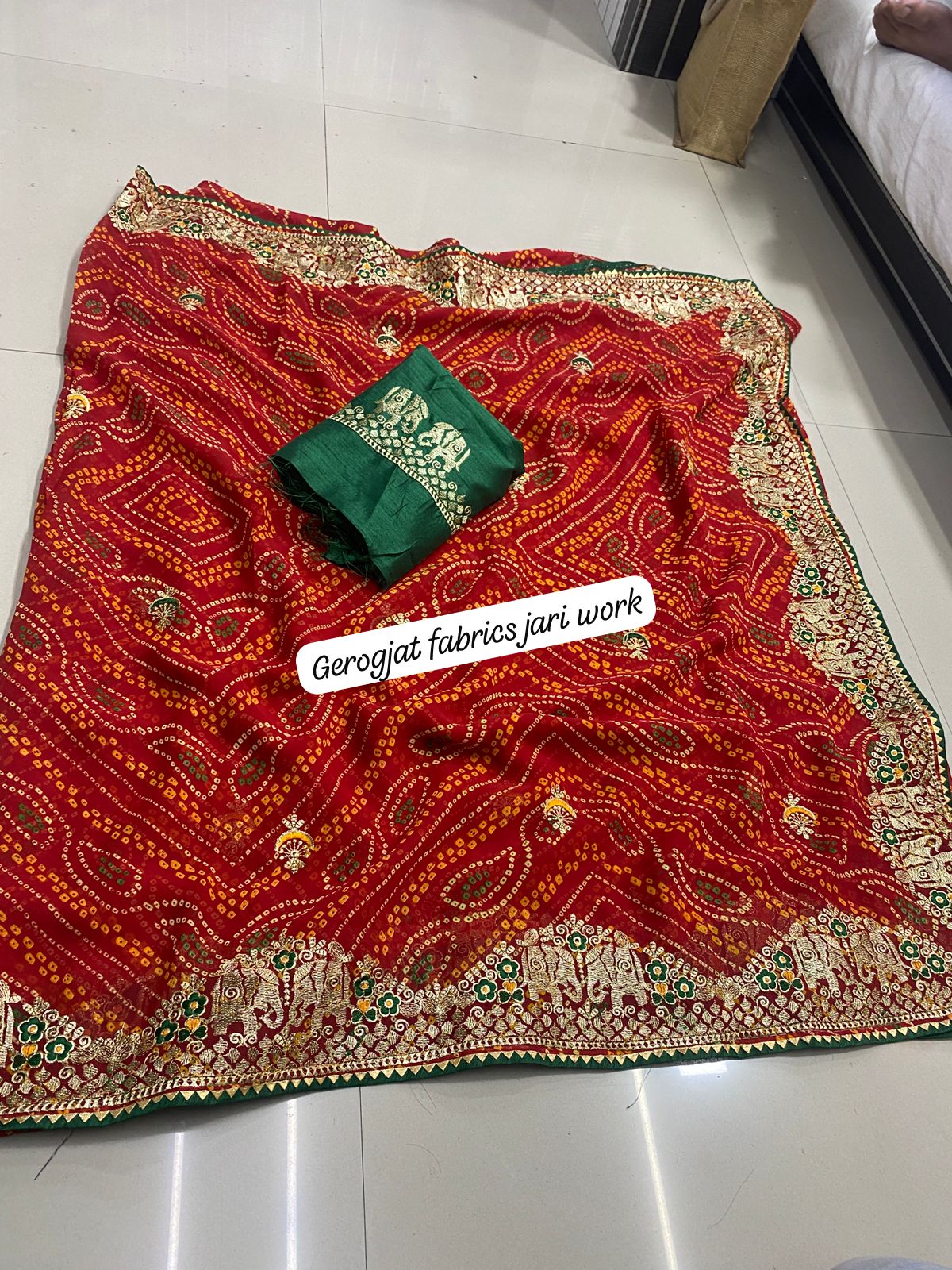 Kayatri New Designer Bandhani Georgette Saree All Over Heavy Jari Work with Mono Banglori Blouse