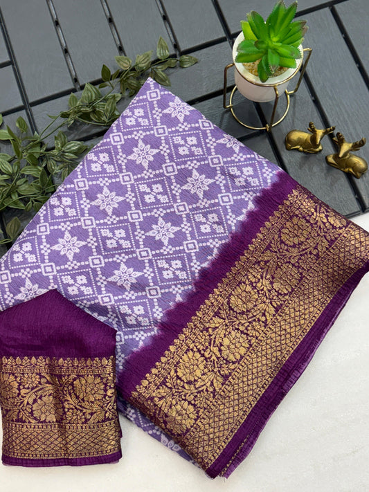 Kayatri New Traditional Chandramukhi Dola Silk Saree with Ikat Print and Elegant Jacquard Work