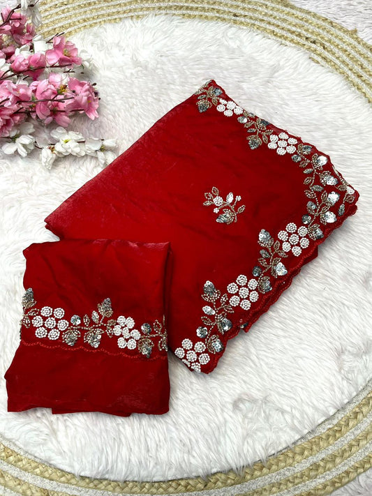 Kayatri New Festive Ready Fandy Satin Saree with Stunning Sequence Arco Borders