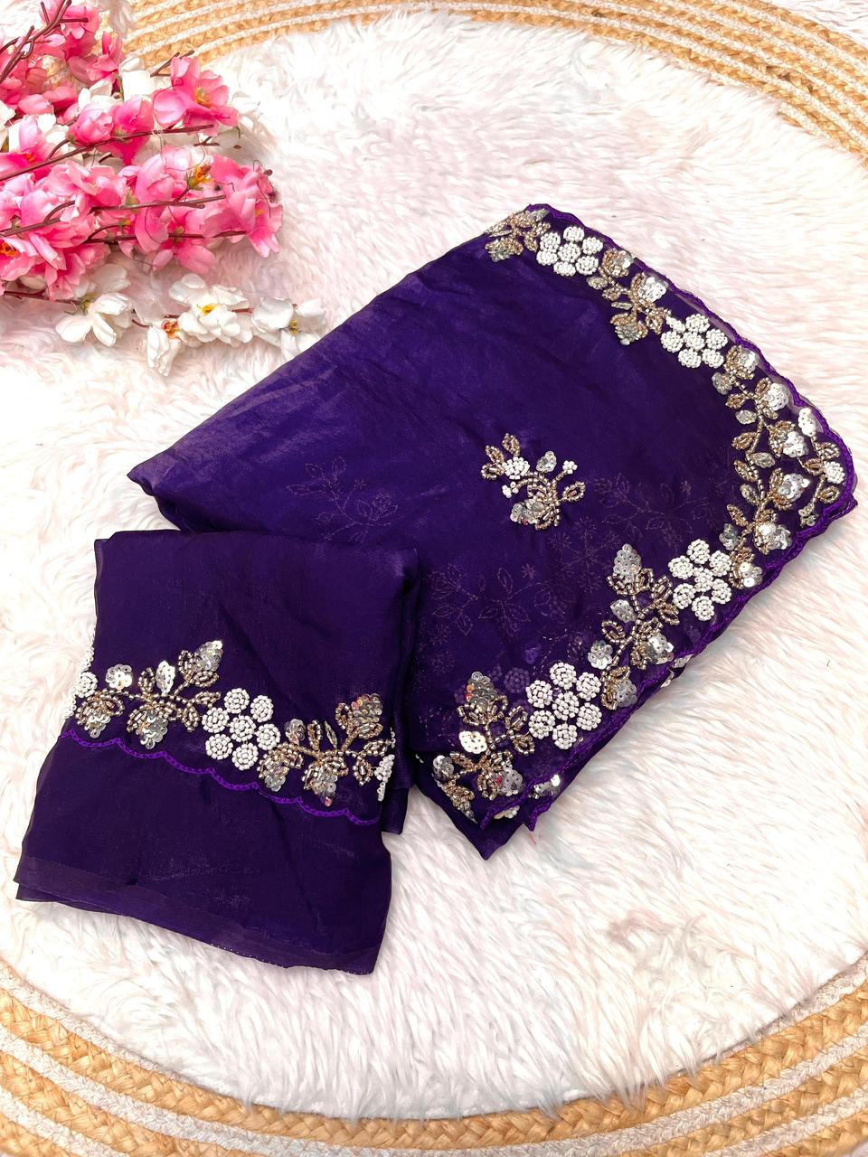 Kayatri New Festive Ready Fandy Satin Saree with Stunning Sequence Arco Borders