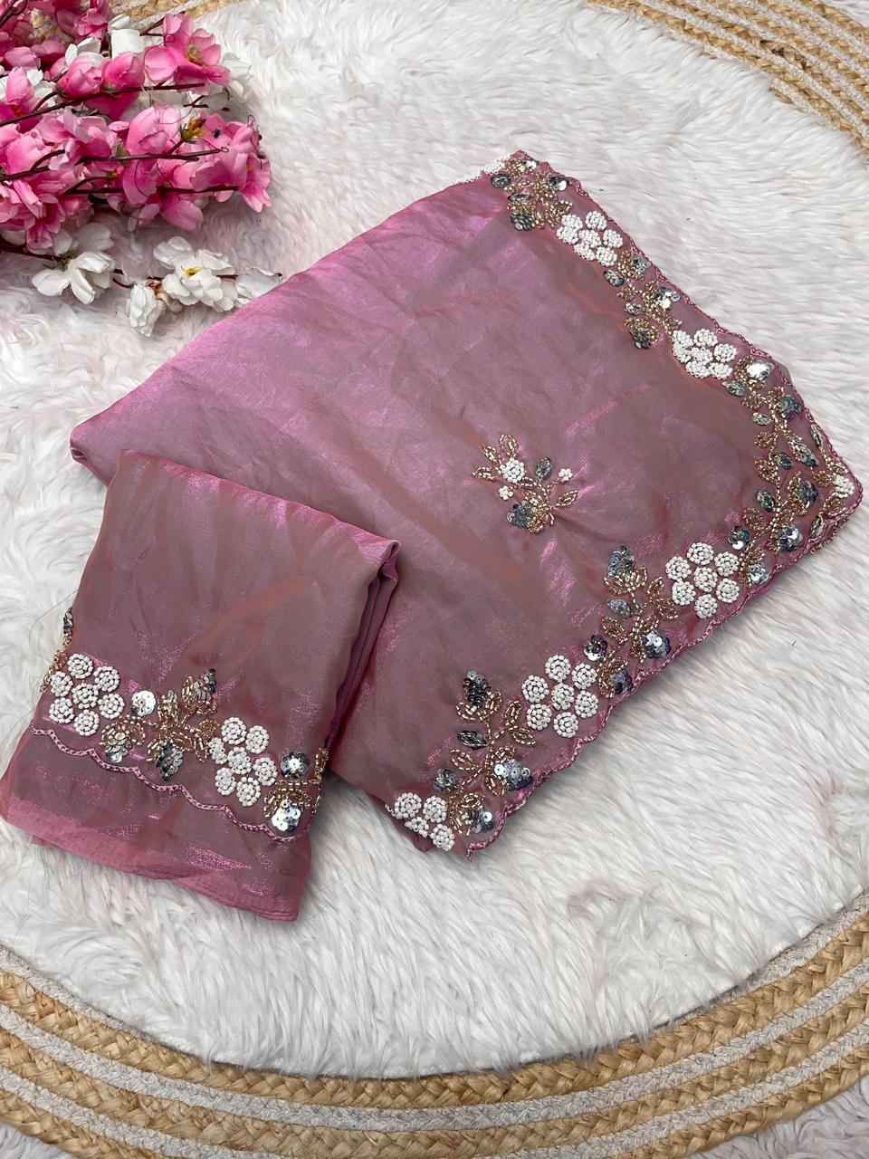 Kayatri New Festive Ready Fandy Satin Saree with Stunning Sequence Arco Borders