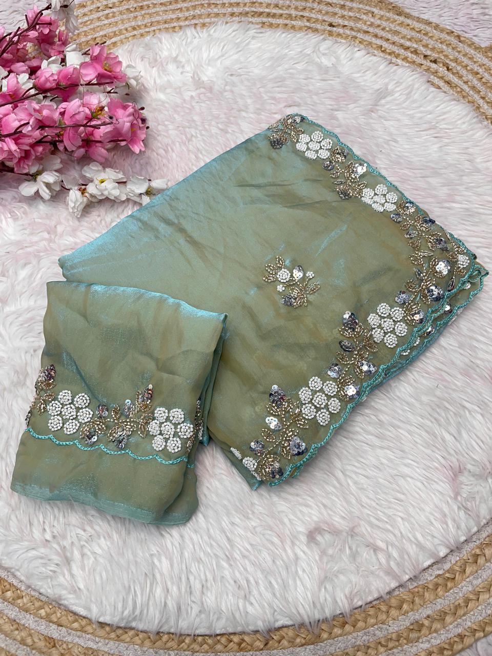 Kayatri New Festive Ready Fandy Satin Saree with Stunning Sequence Arco Borders