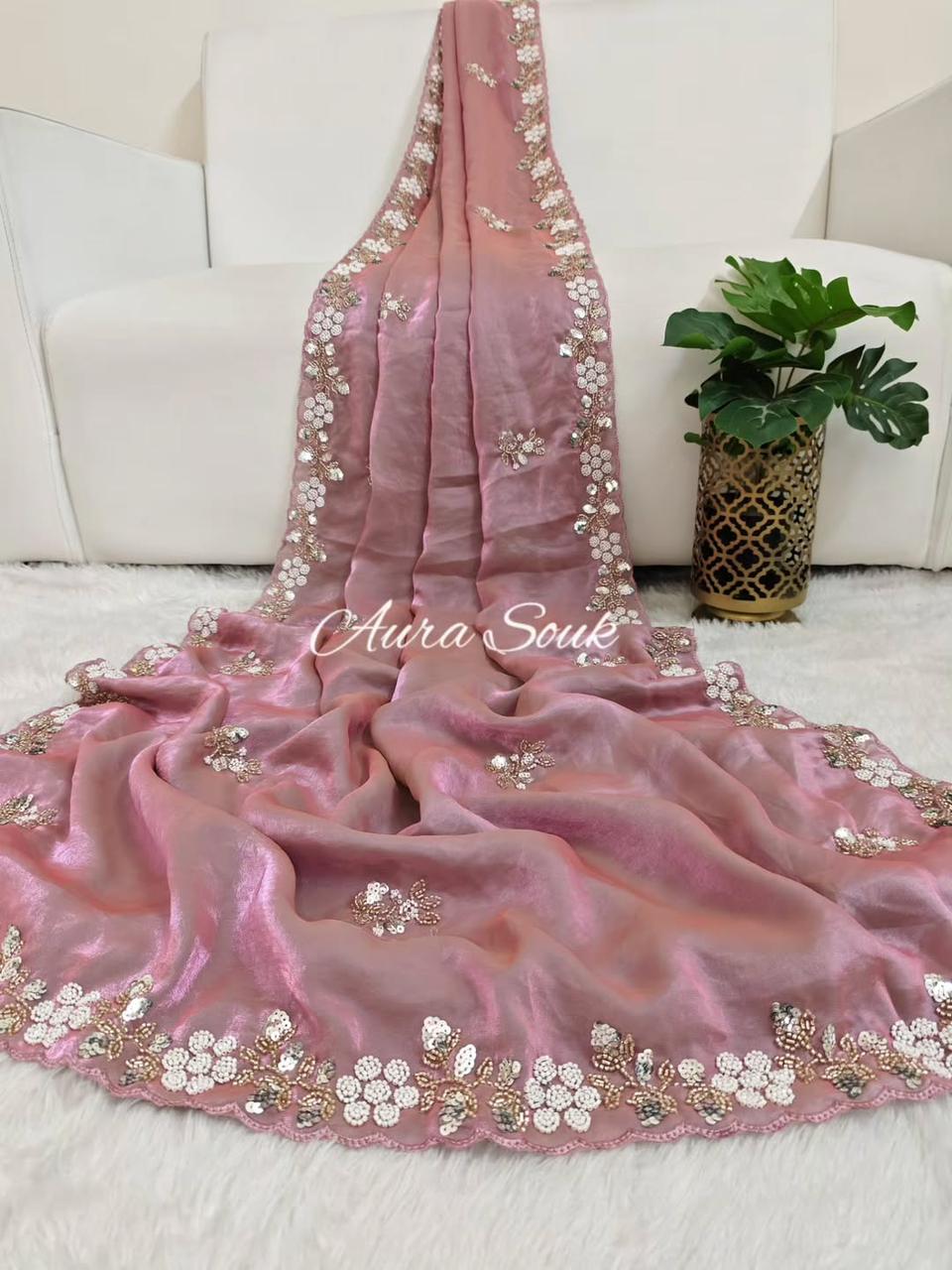 Kayatri New Festive Ready Fandy Satin Saree with Stunning Sequence Arco Borders