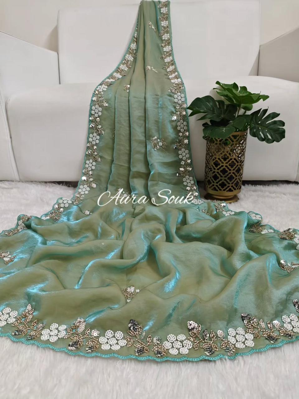 Kayatri New Festive Ready Fandy Satin Saree with Stunning Sequence Arco Borders