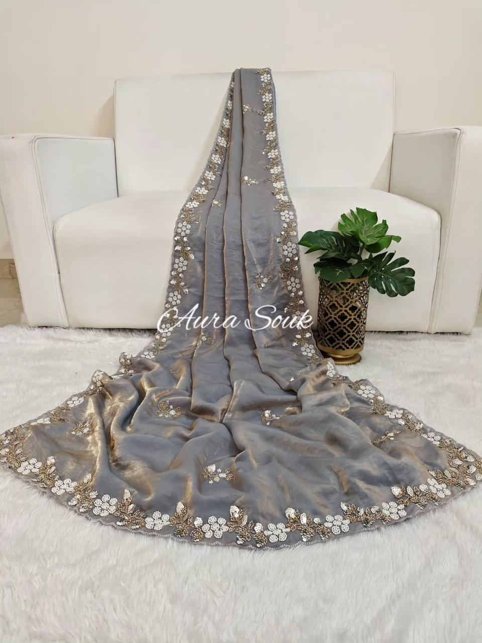 Kayatri New Festive Ready Fandy Satin Saree with Stunning Sequence Arco Borders