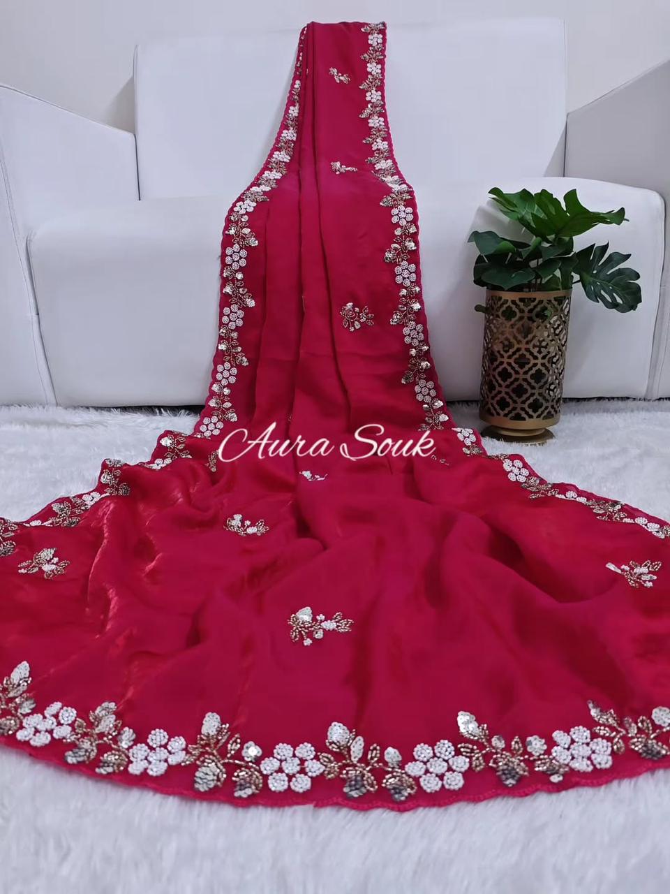 Kayatri New Festive Ready Fandy Satin Saree with Stunning Sequence Arco Borders