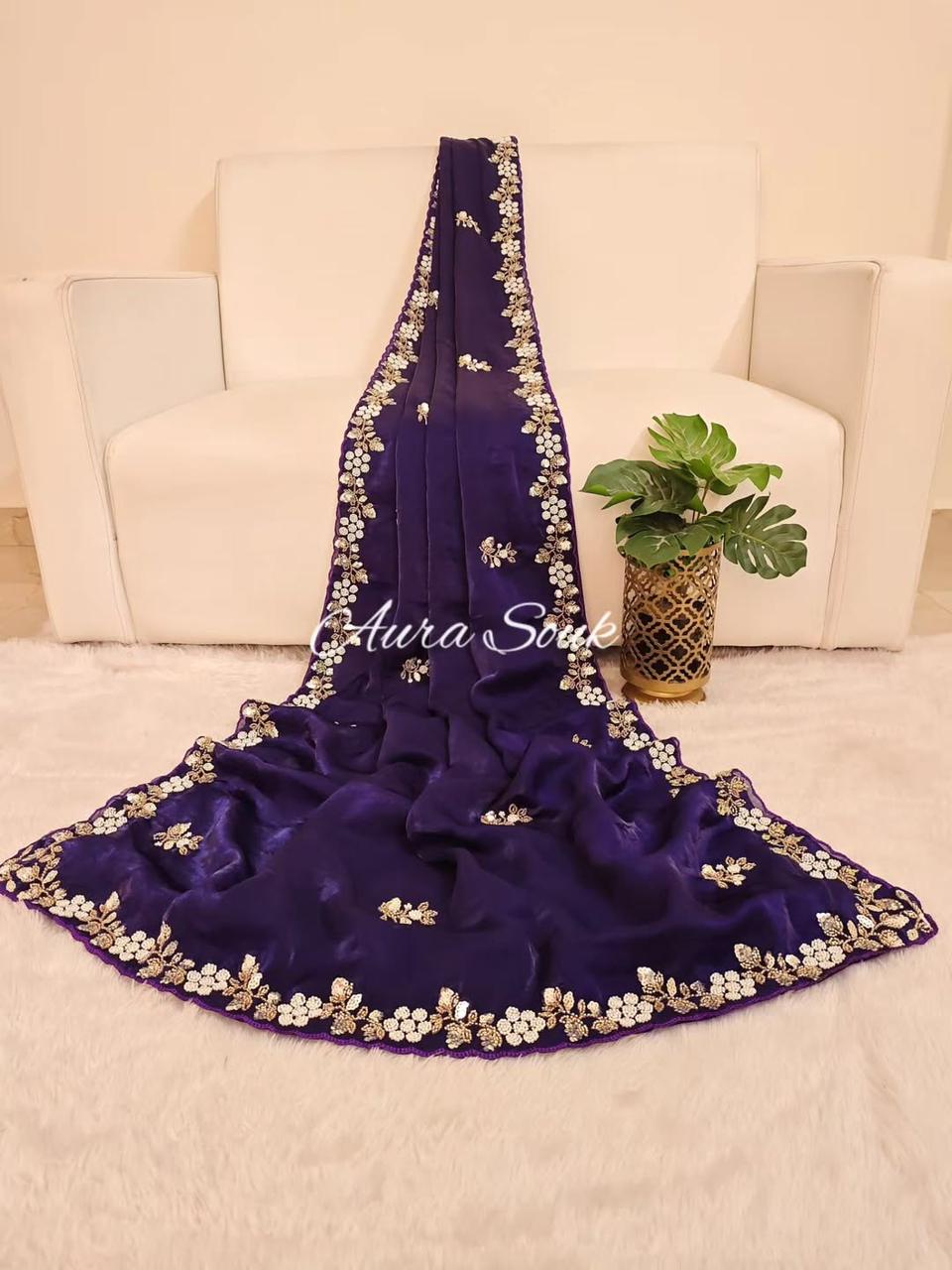 Kayatri New Festive Ready Fandy Satin Saree with Stunning Sequence Arco Borders