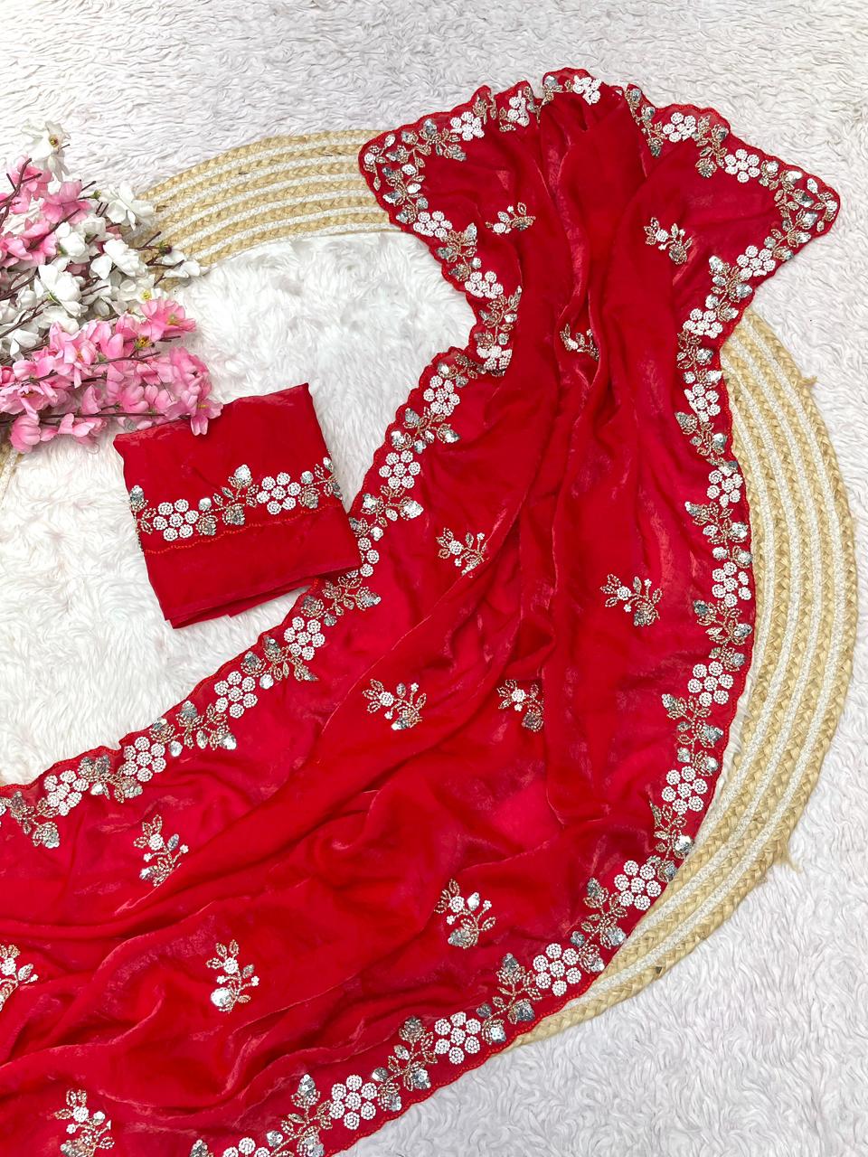 Kayatri New Festive Ready Fandy Satin Saree with Stunning Sequence Arco Borders