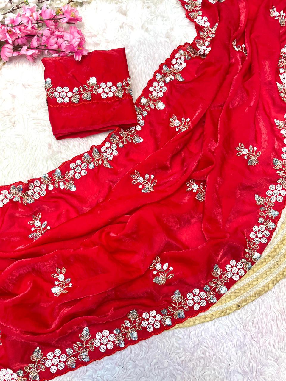 Kayatri New Festive Ready Fandy Satin Saree with Stunning Sequence Arco Borders