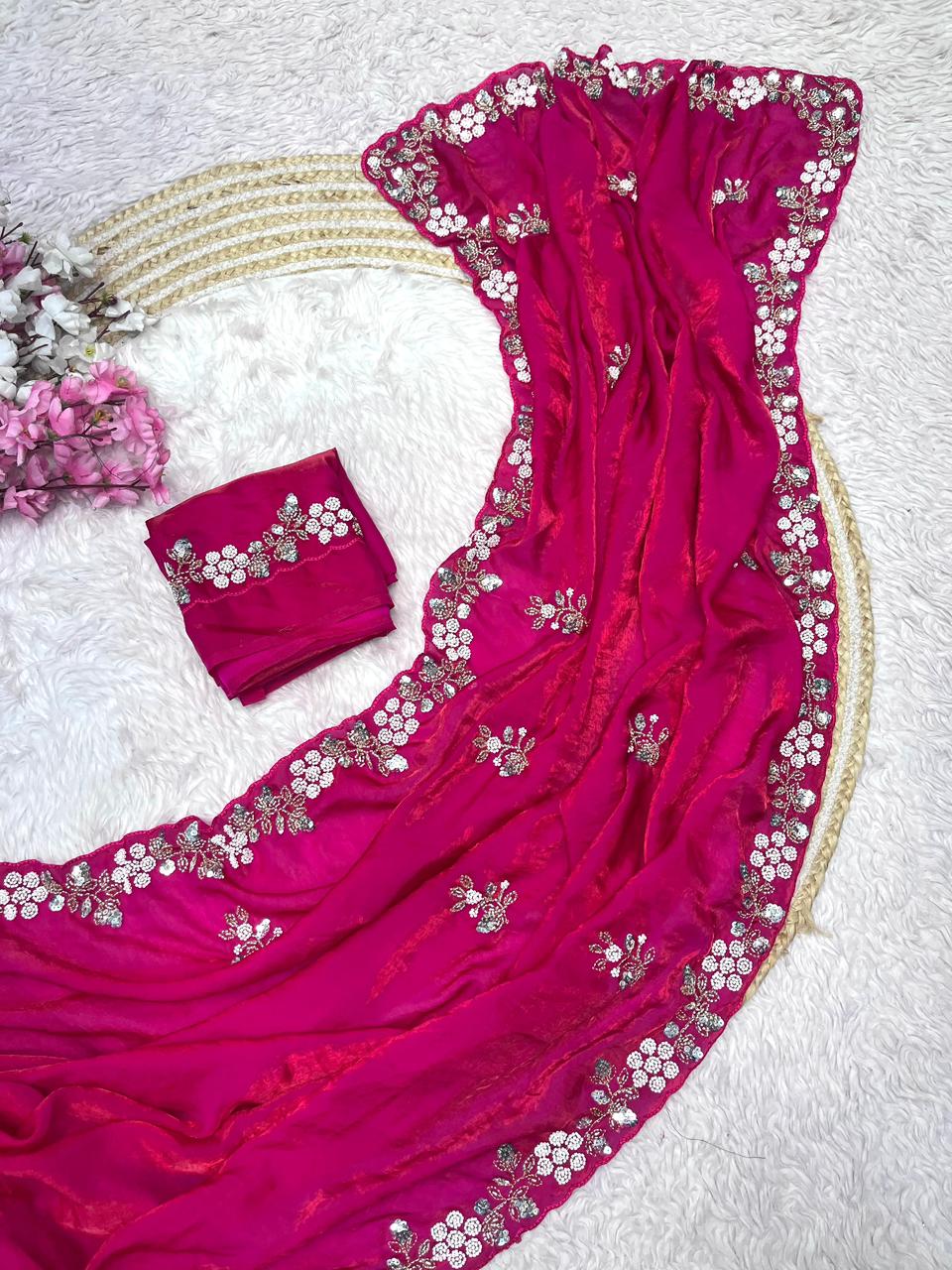 Kayatri New Festive Ready Fandy Satin Saree with Stunning Sequence Arco Borders