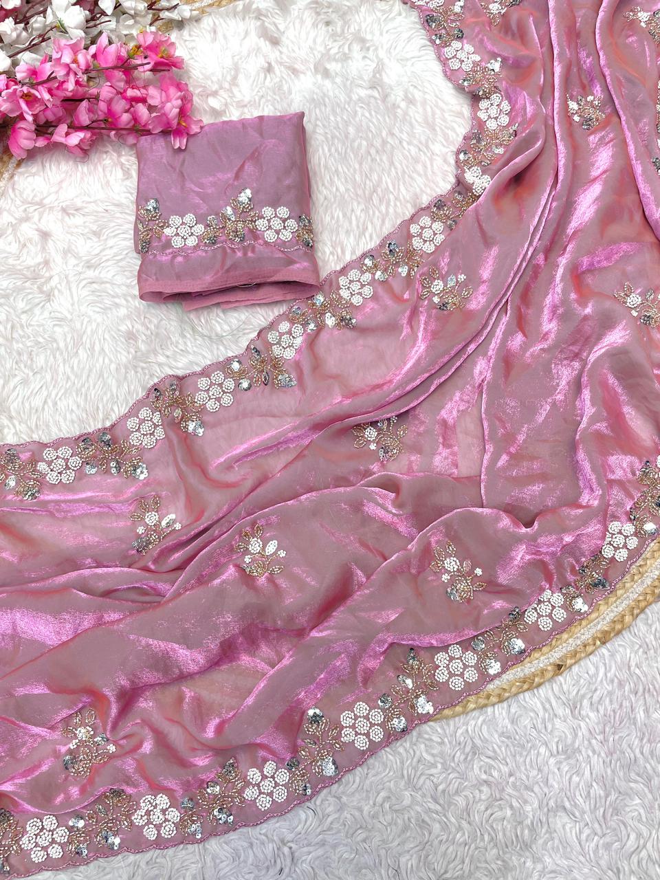 Kayatri New Festive Ready Fandy Satin Saree with Stunning Sequence Arco Borders