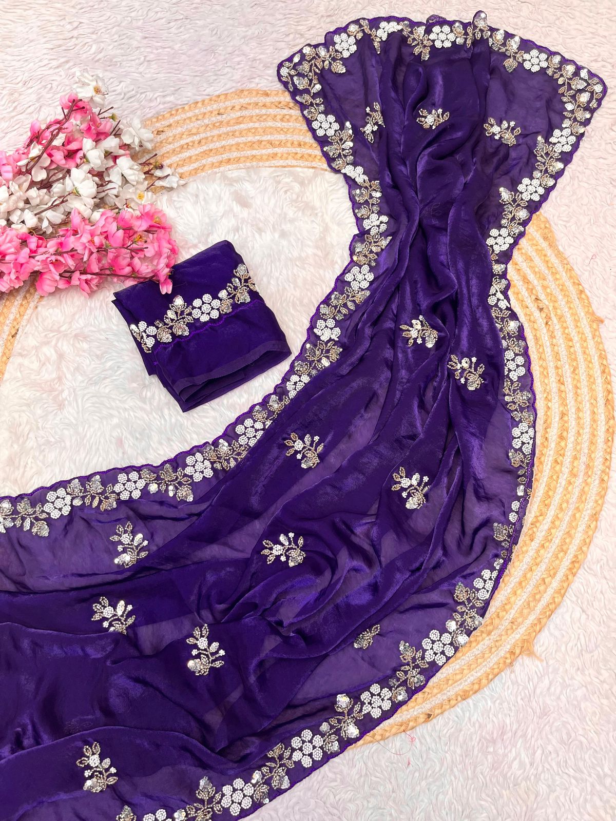 Kayatri New Festive Ready Fandy Satin Saree with Stunning Sequence Arco Borders