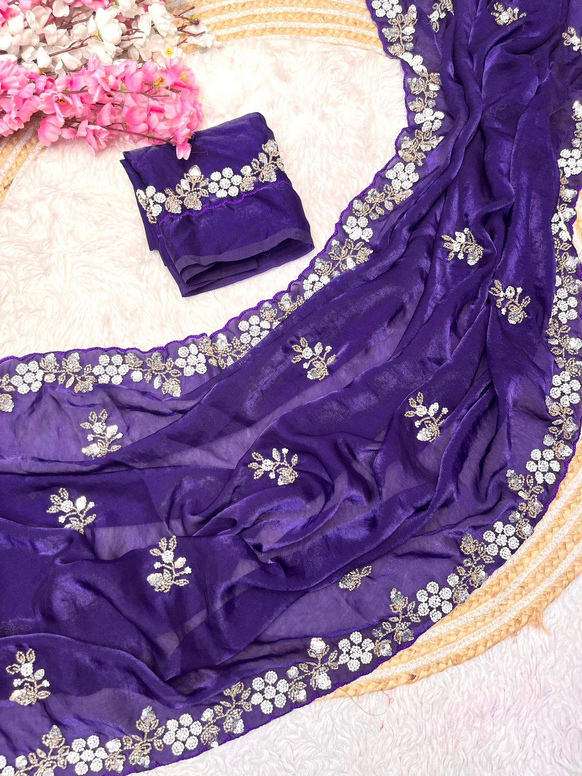 Kayatri New Festive Ready Fandy Satin Saree with Stunning Sequence Arco Borders