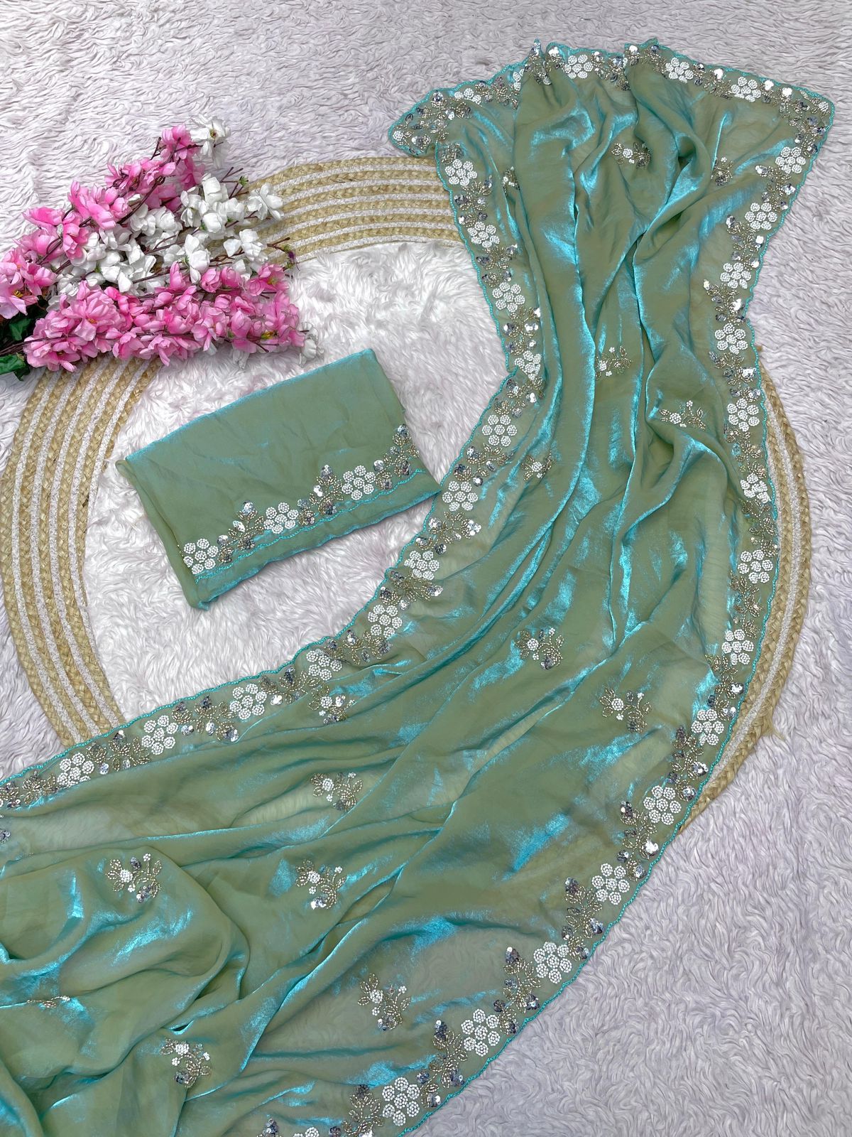 Kayatri New Festive Ready Fandy Satin Saree with Stunning Sequence Arco Borders