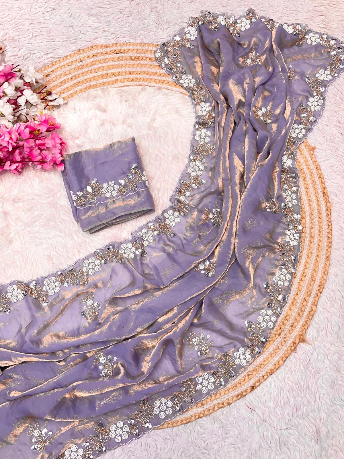 Kayatri New Festive Ready Fandy Satin Saree with Stunning Sequence Arco Borders