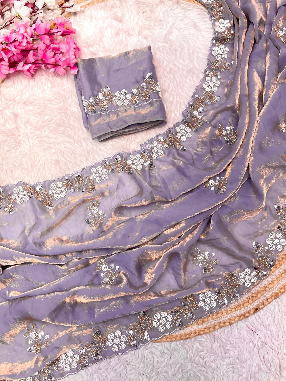 Kayatri New Festive Ready Fandy Satin Saree with Stunning Sequence Arco Borders