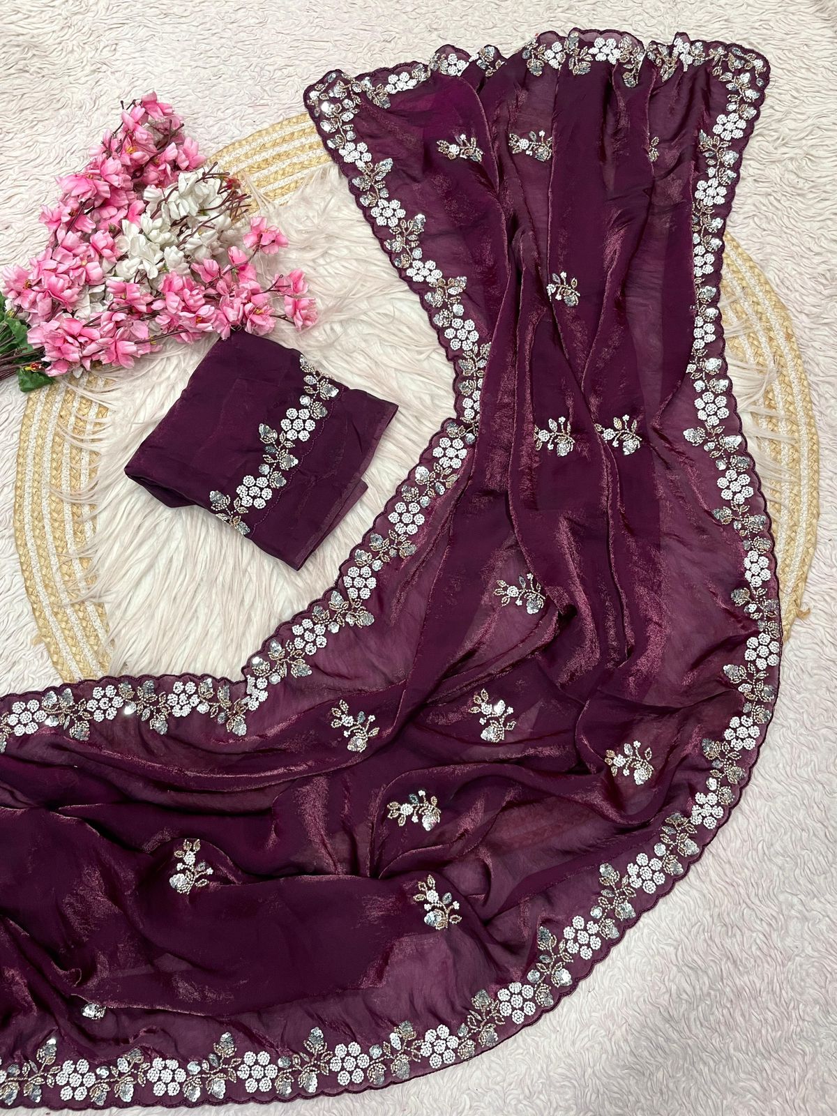 Kayatri New Festive Ready Fandy Satin Saree with Stunning Sequence Arco Borders