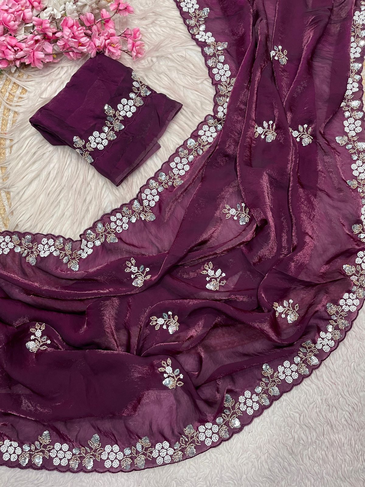 Kayatri New Festive Ready Fandy Satin Saree with Stunning Sequence Arco Borders