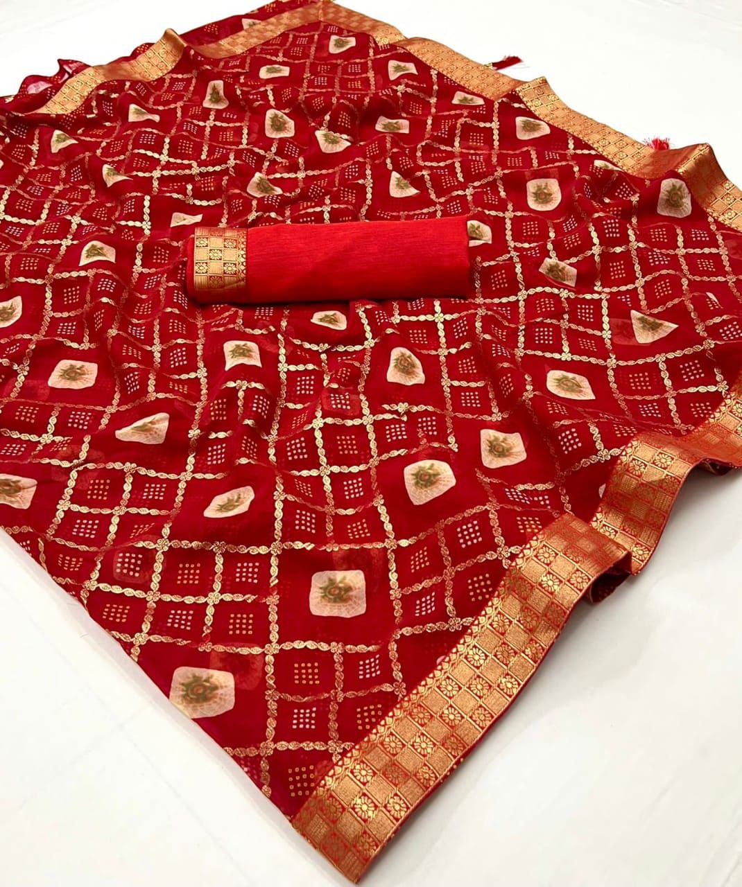 Kayatri New Classic Fancy Bandhani Saree with Designer Blouse