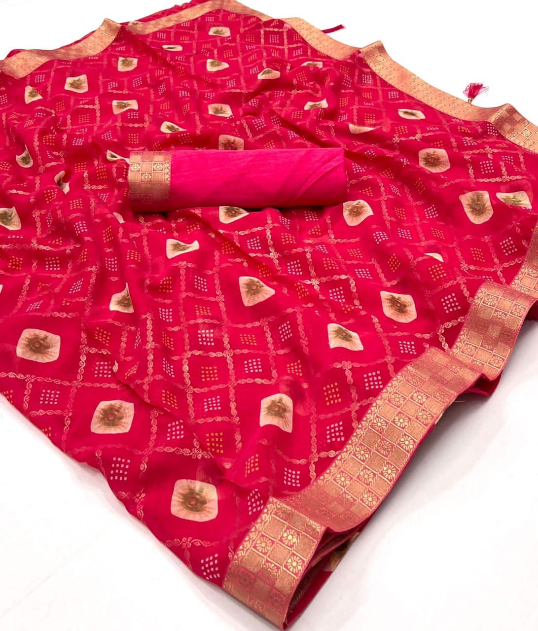 Kayatri New Classic Fancy Bandhani Saree with Designer Blouse
