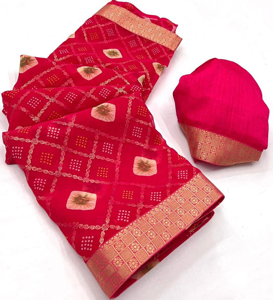 Kayatri New Classic Fancy Bandhani Saree with Designer Blouse