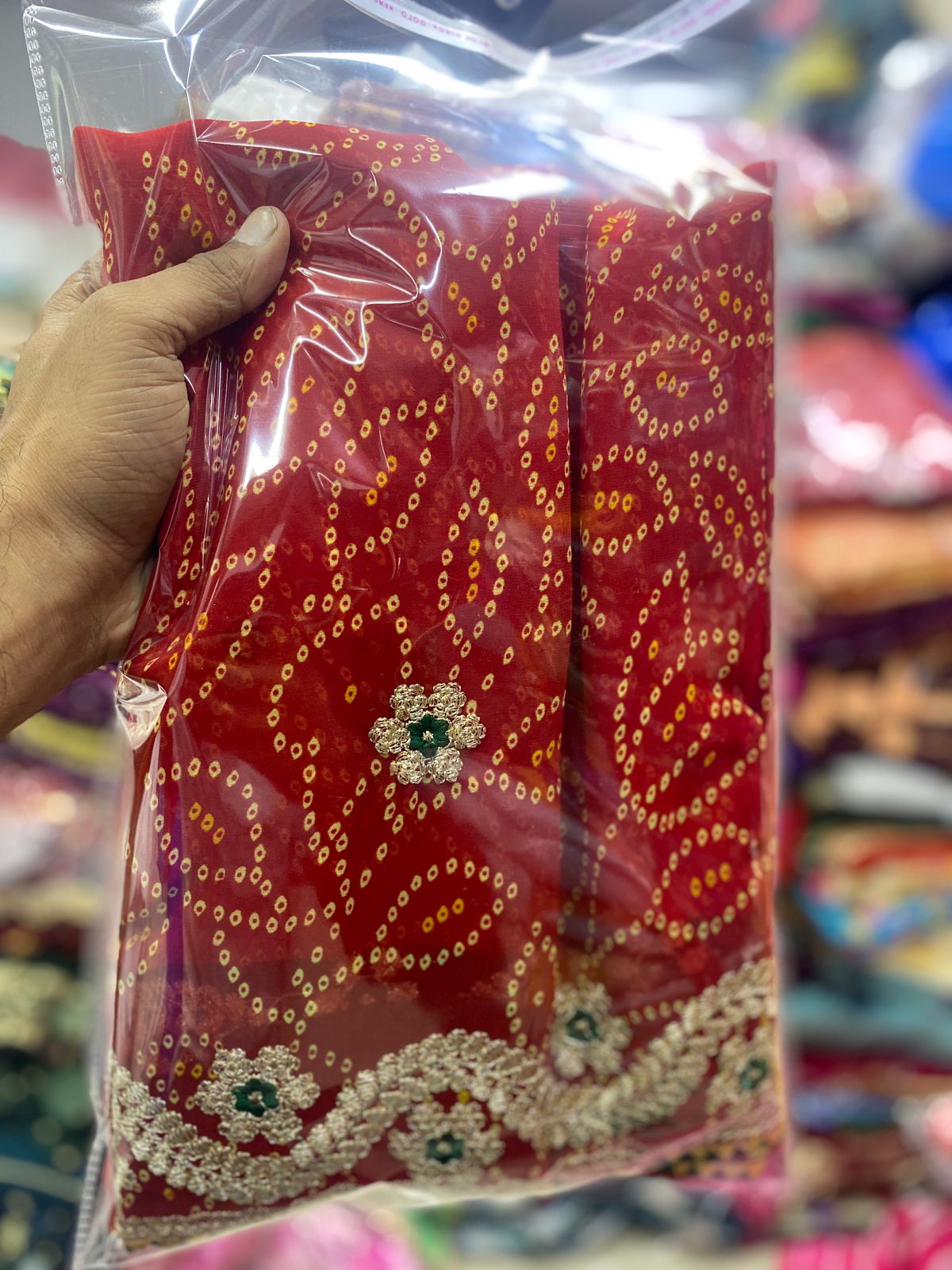 Kayatri New Premium Georgette Fabric Bandhani Saree with Heavy Zari Work Matching Mono Banglori Blouse