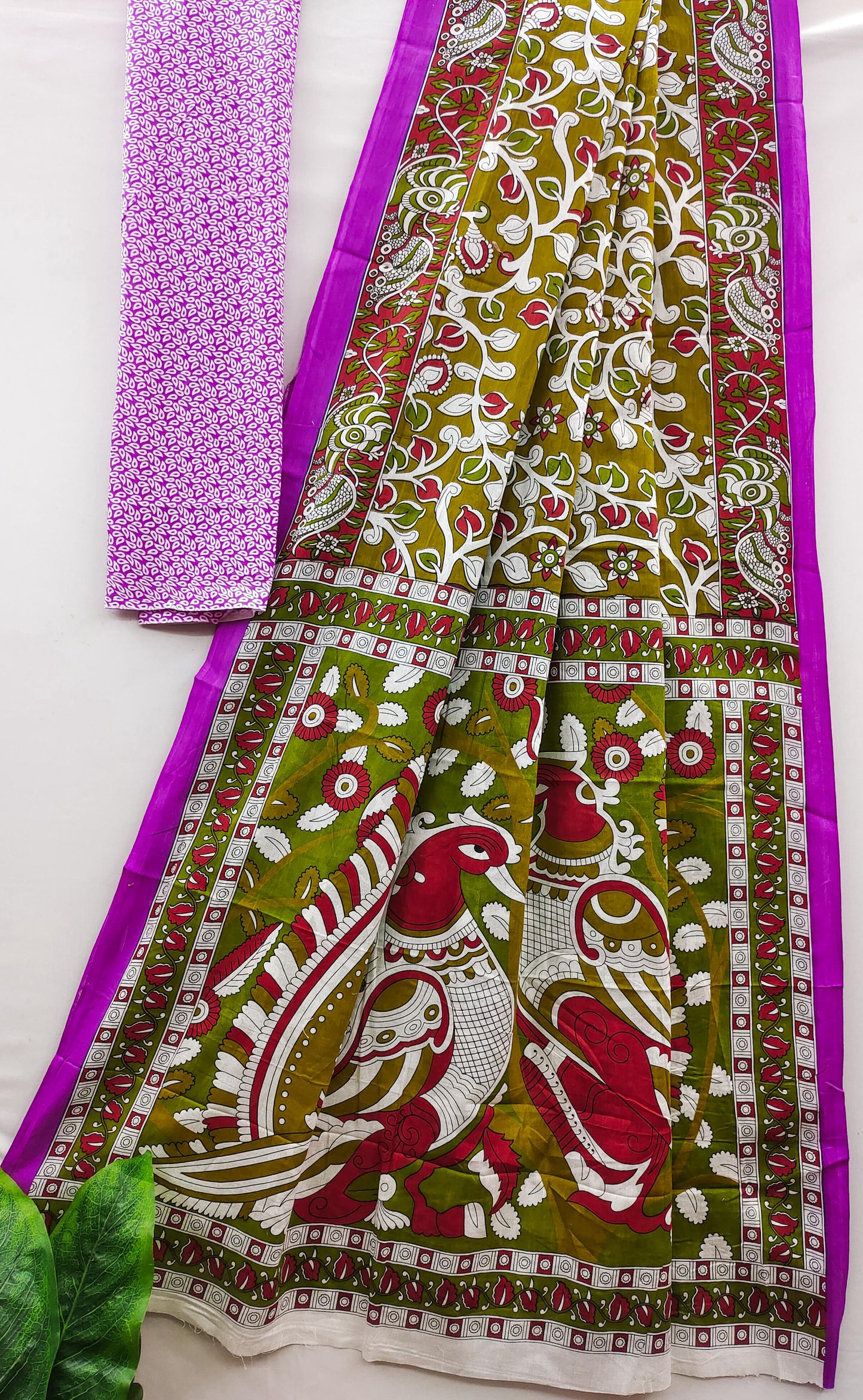 Kayatri New Jaipur Ajrakh Mulmul Cotton Saree With Traditional Bagru Block Print