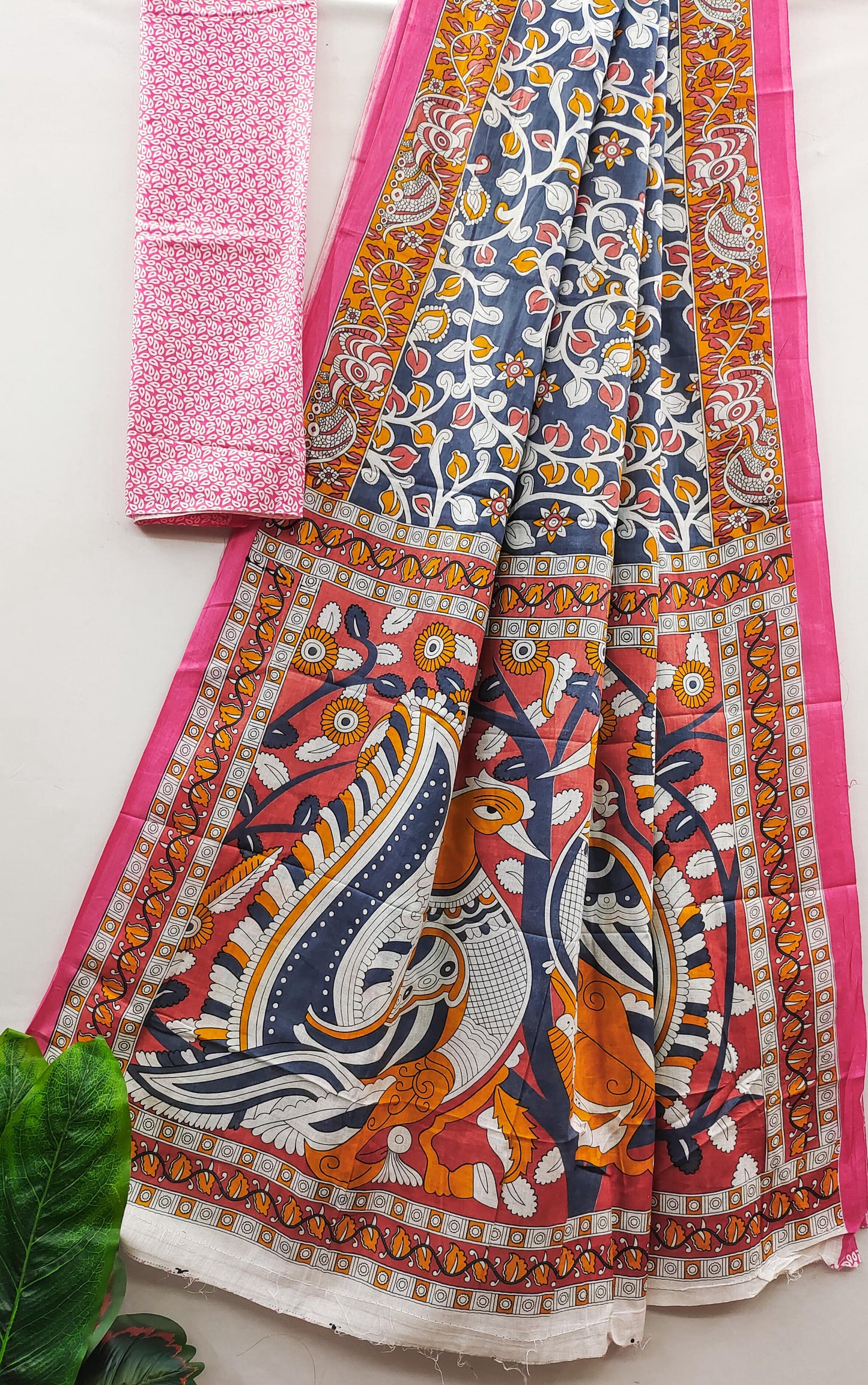 Kayatri New Jaipur Ajrakh Mulmul Cotton Saree With Traditional Bagru Block Print