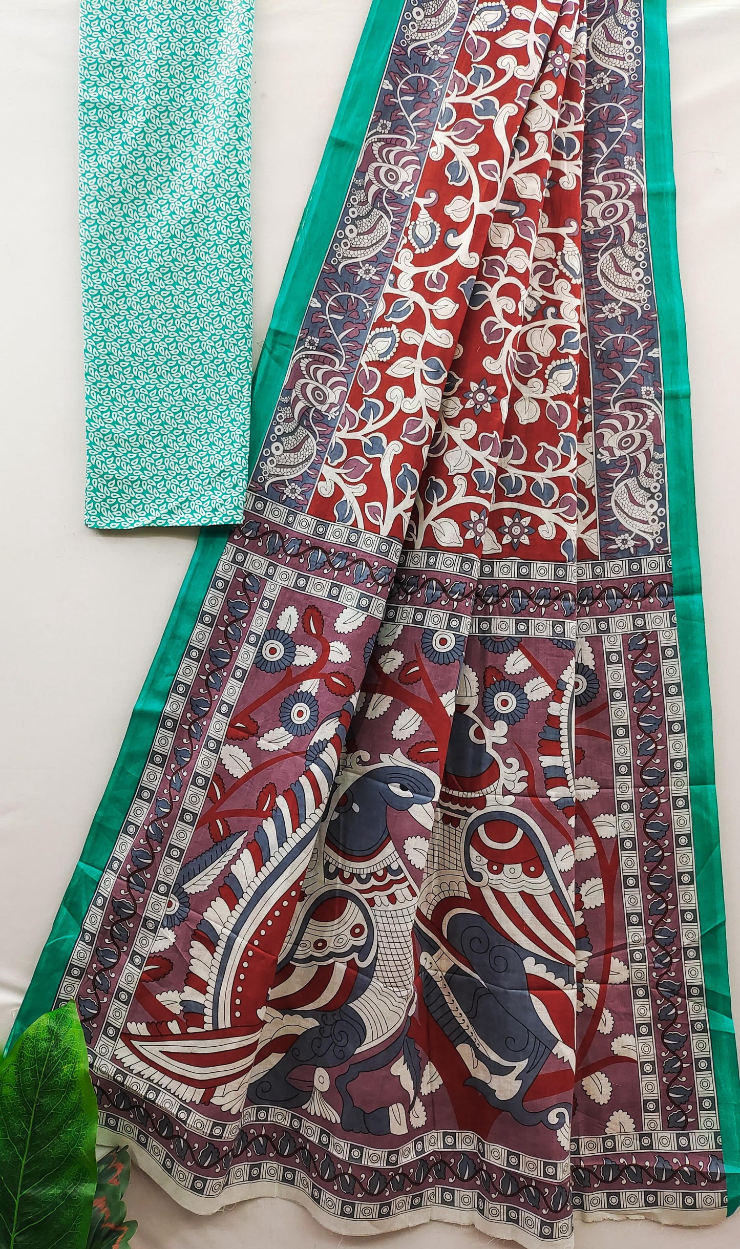 Kayatri New Jaipur Ajrakh Mulmul Cotton Saree With Traditional Bagru Block Print