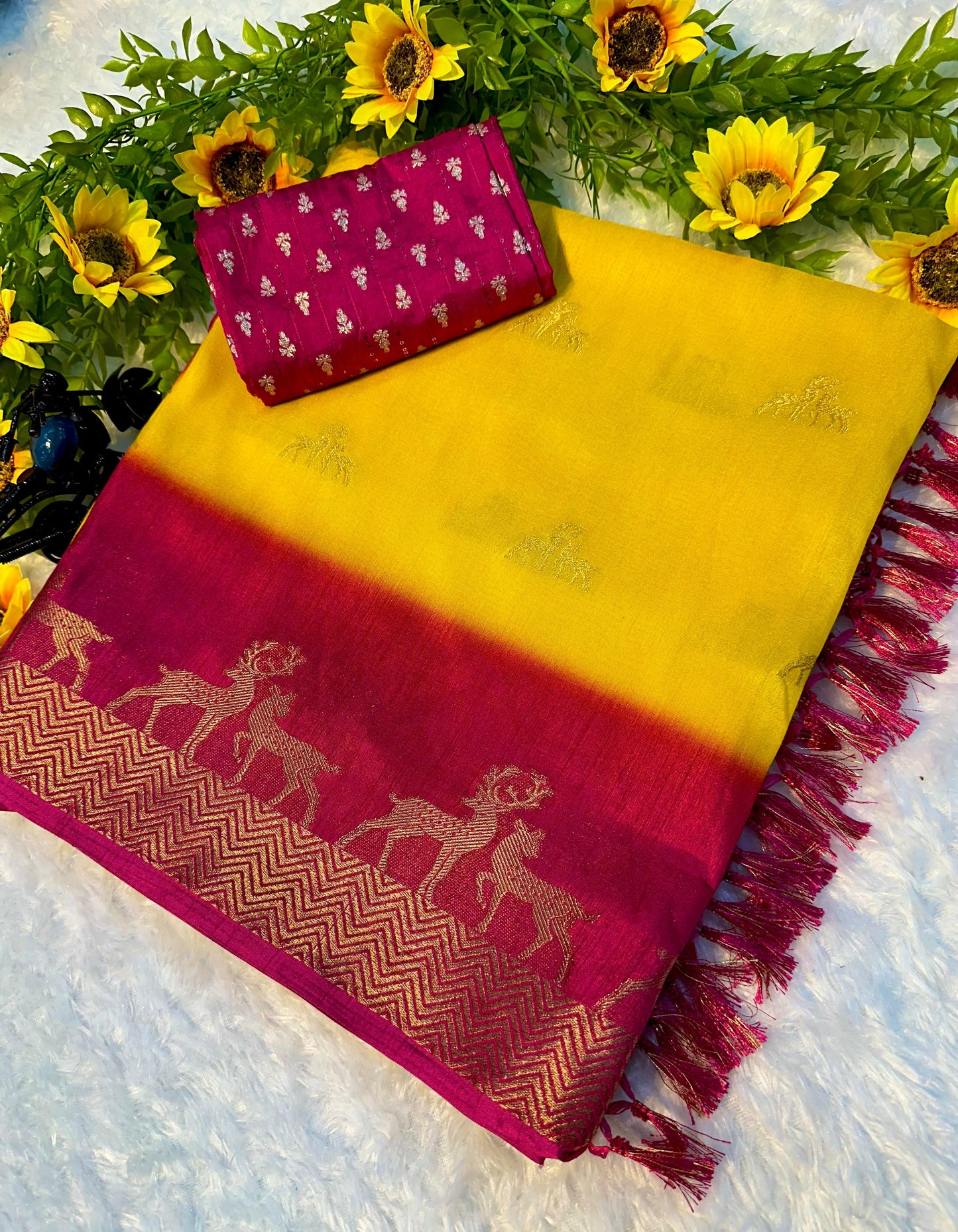 Kayatri New Premium Heavy Mysore Silk Saree with Weaving Design Stylish Tassel Finish