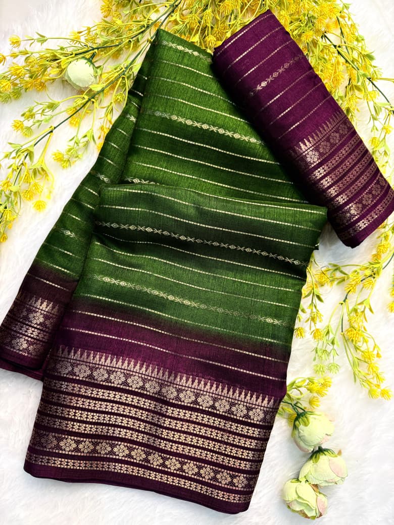 Kayatri New Premium Dola Silk Jari Saree with Original Jacquard Border