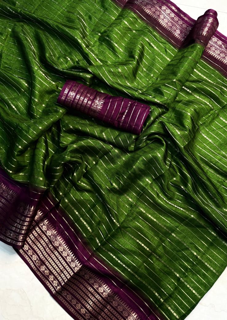 Kayatri New Premium Dola Silk Jari Saree with Original Jacquard Border