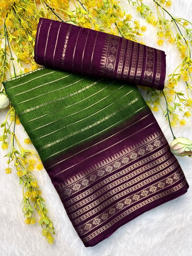 Kayatri New Premium Dola Silk Jari Saree with Original Jacquard Border