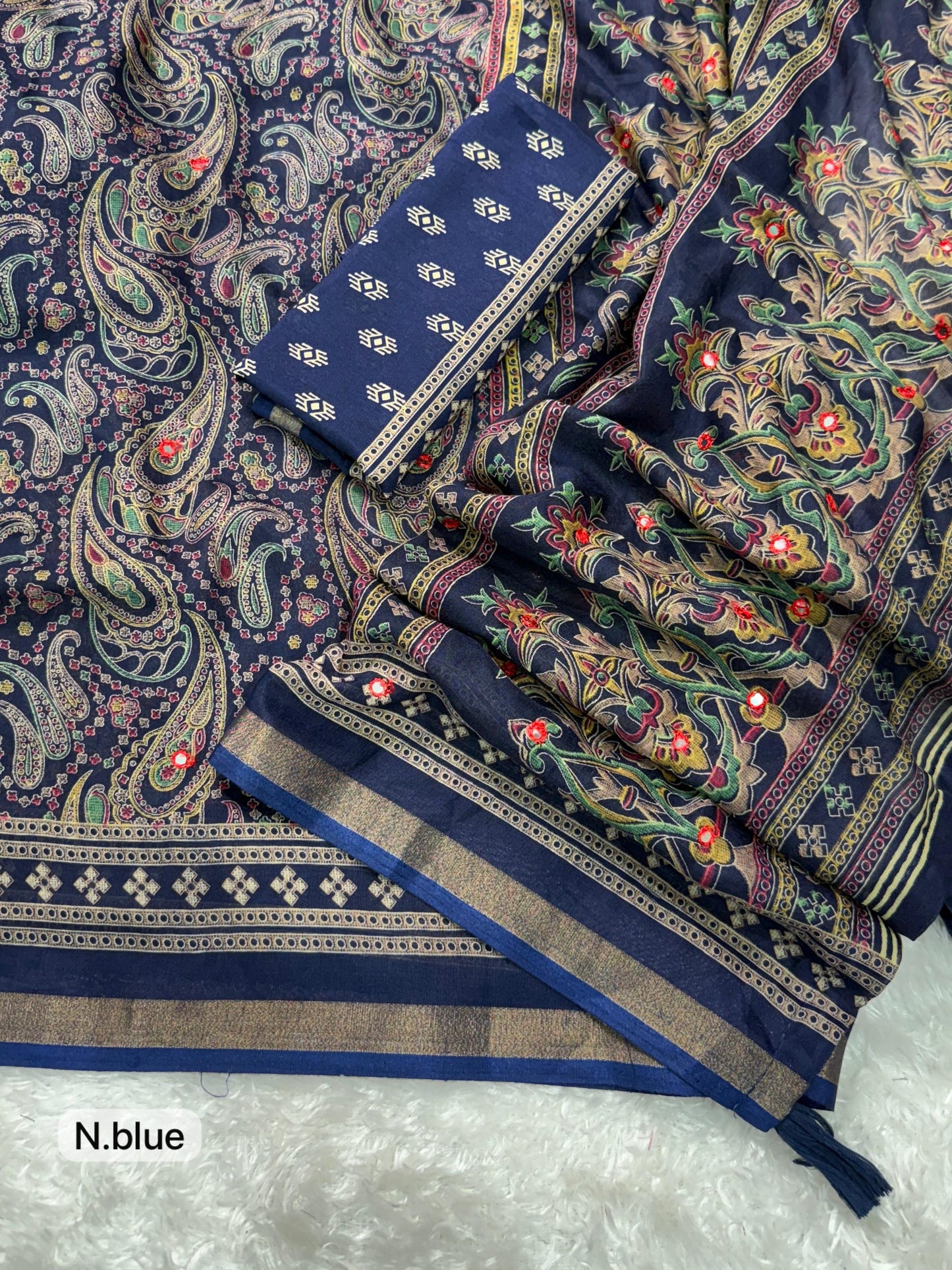 Kayatri New Elegant Kalamkari Ajrakh Printed Mul Cotton Saree